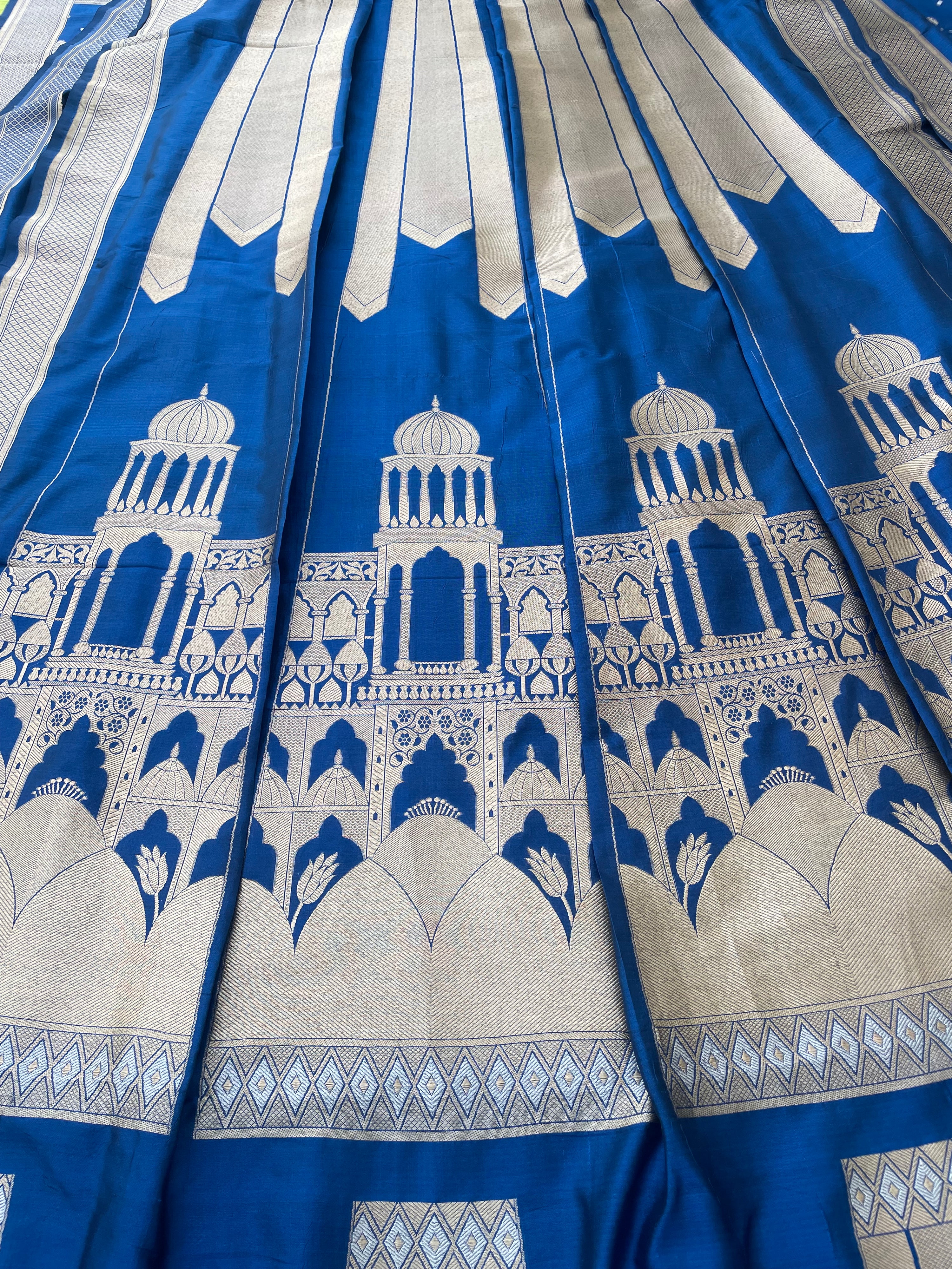 Rang Mahal Blue Handwoven Pure silk Banarasi Lehenga