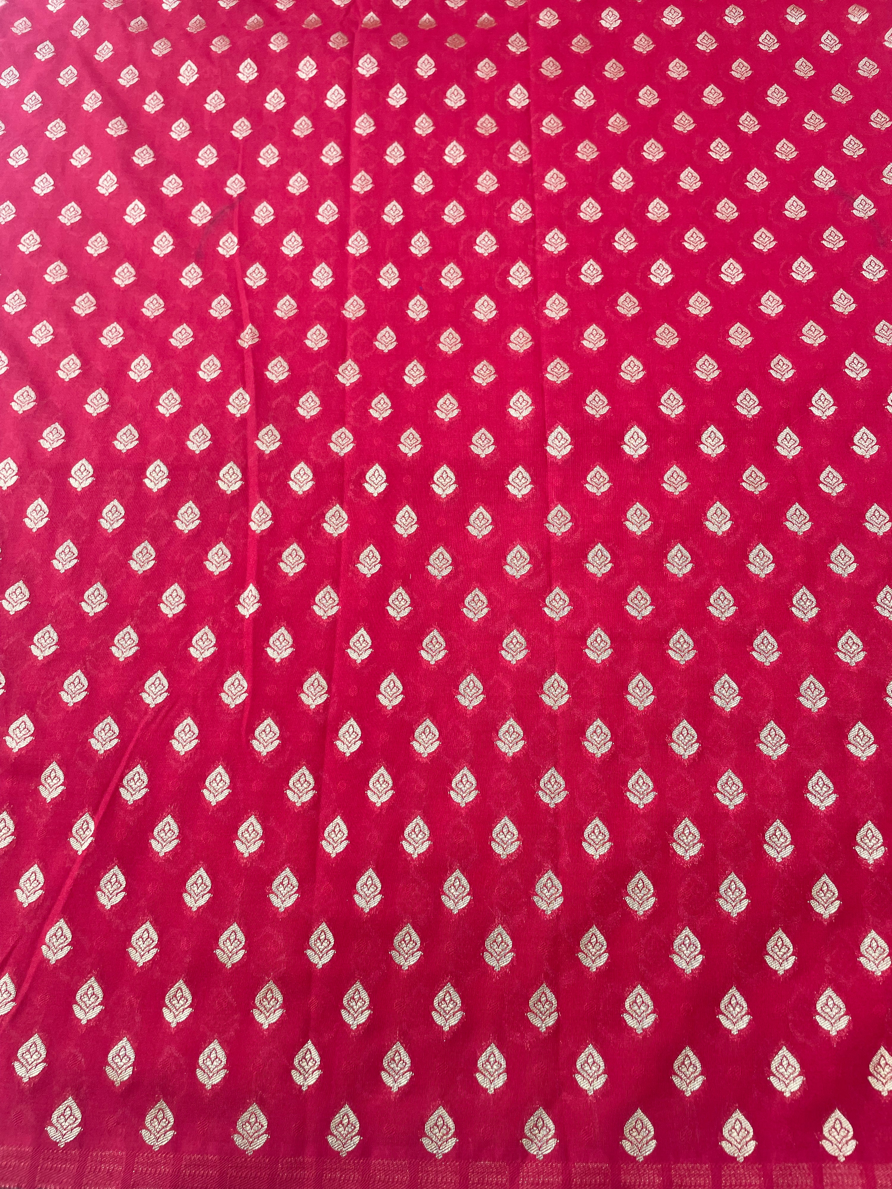 Red Semi Silk Buti Fabric