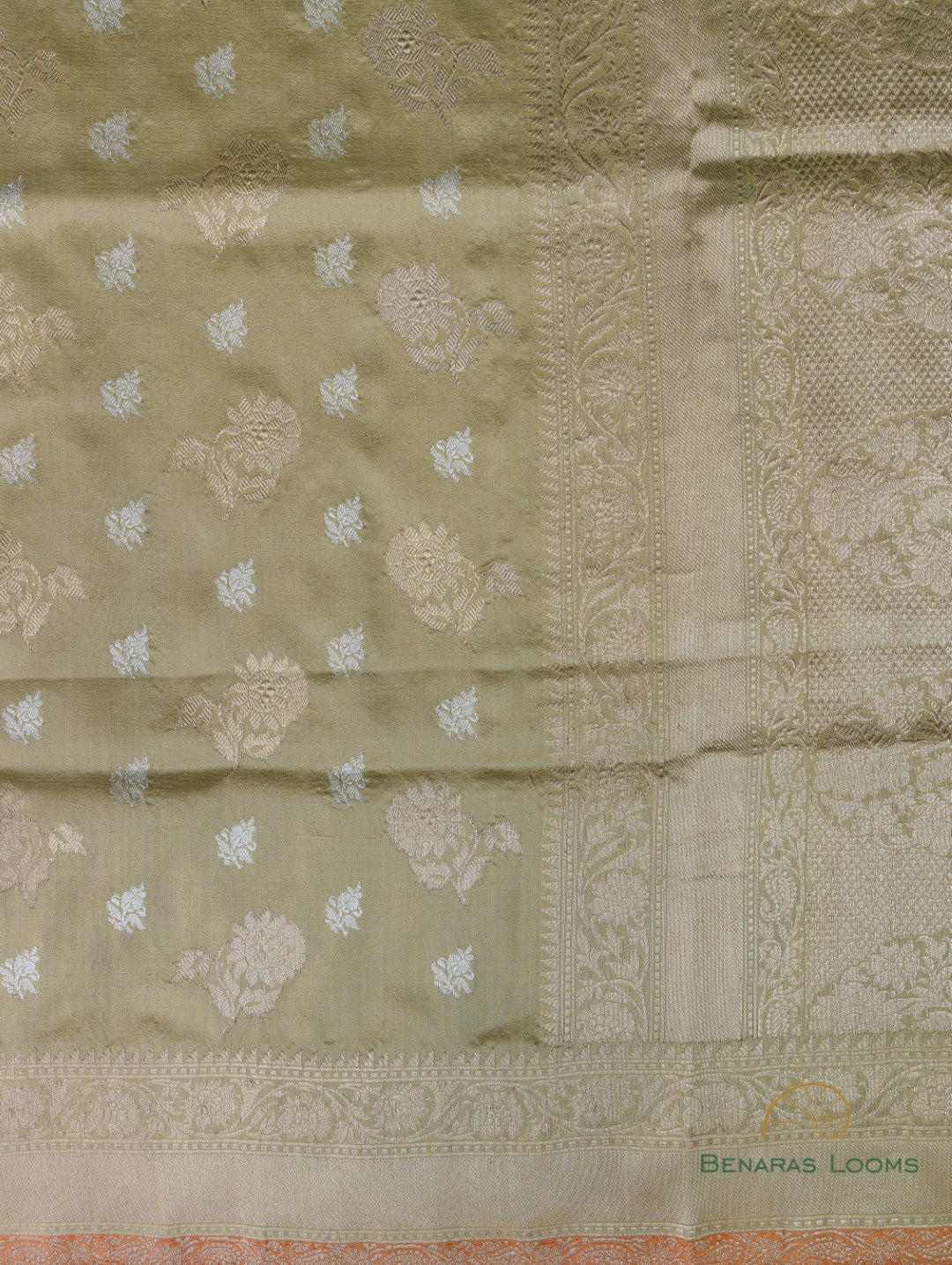 Olive Geeen Handwoven Pure Silk Banarasi Saree
