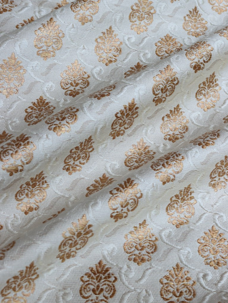 Cream Gold Banarasi Silk Fabric