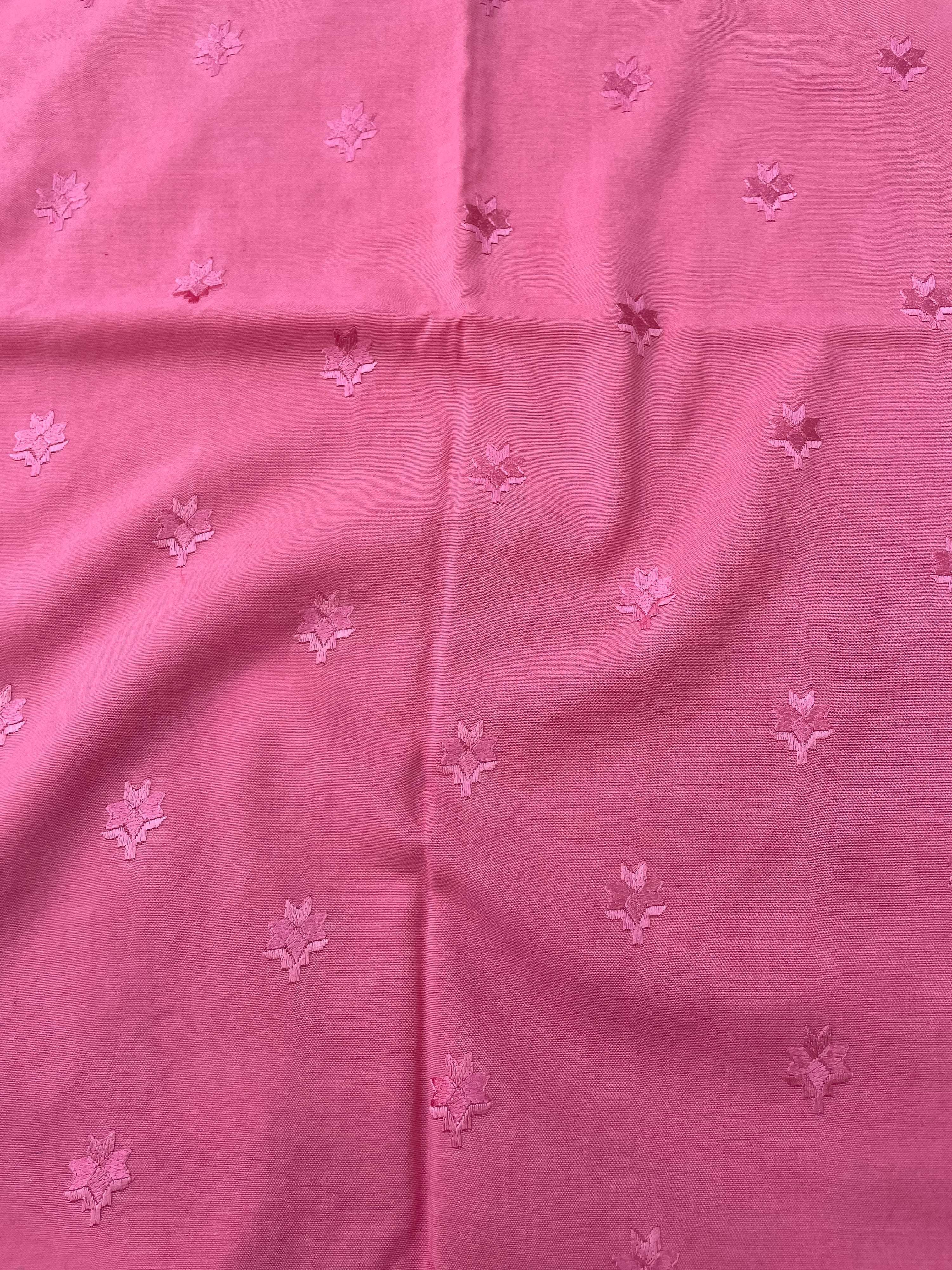 Pink Embroidery Banarasi Cotton Suit Set