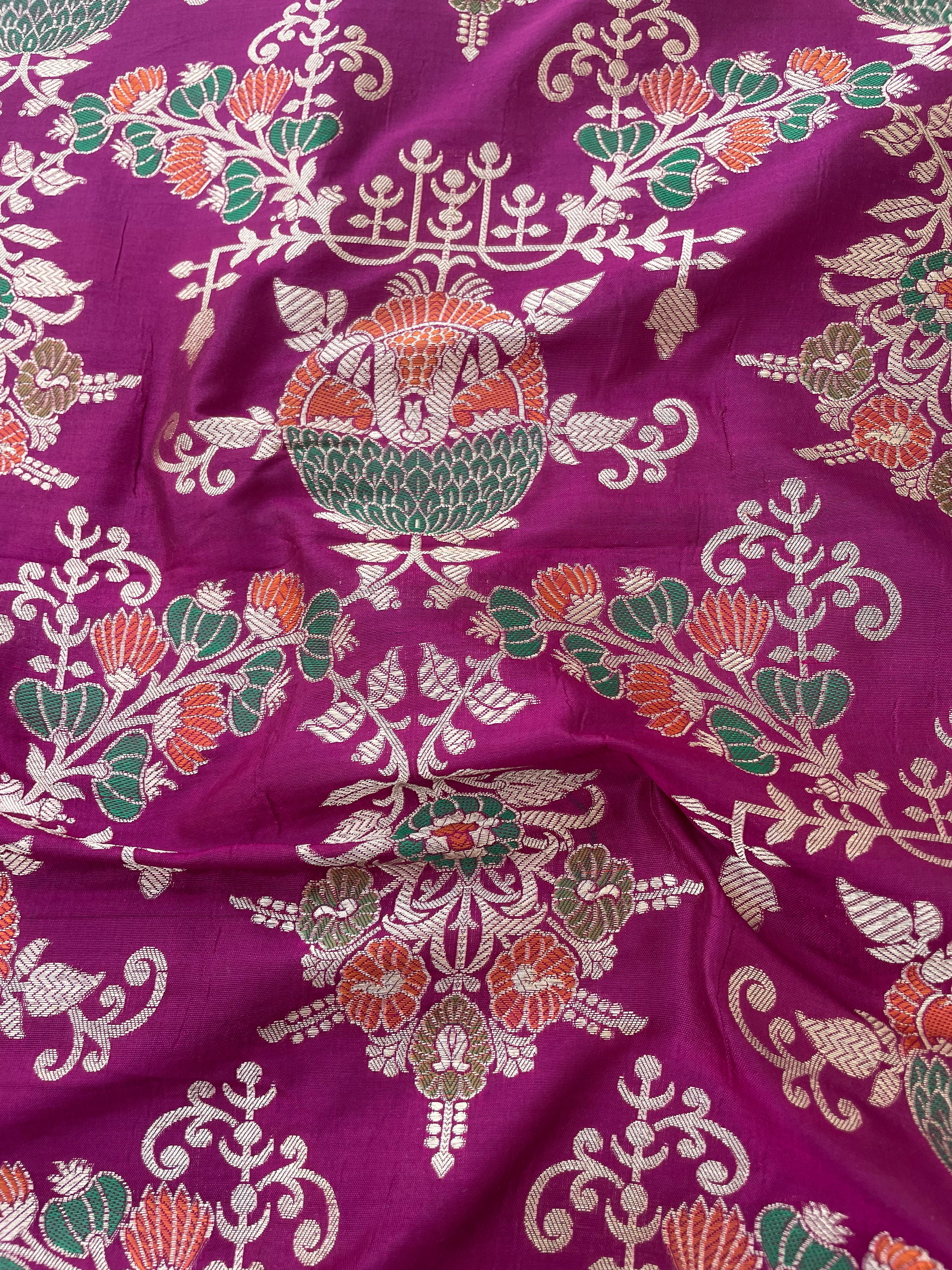 Purple Handwoven Pure Kataan Silk Meenakari Banarasi Jaal Dupatta