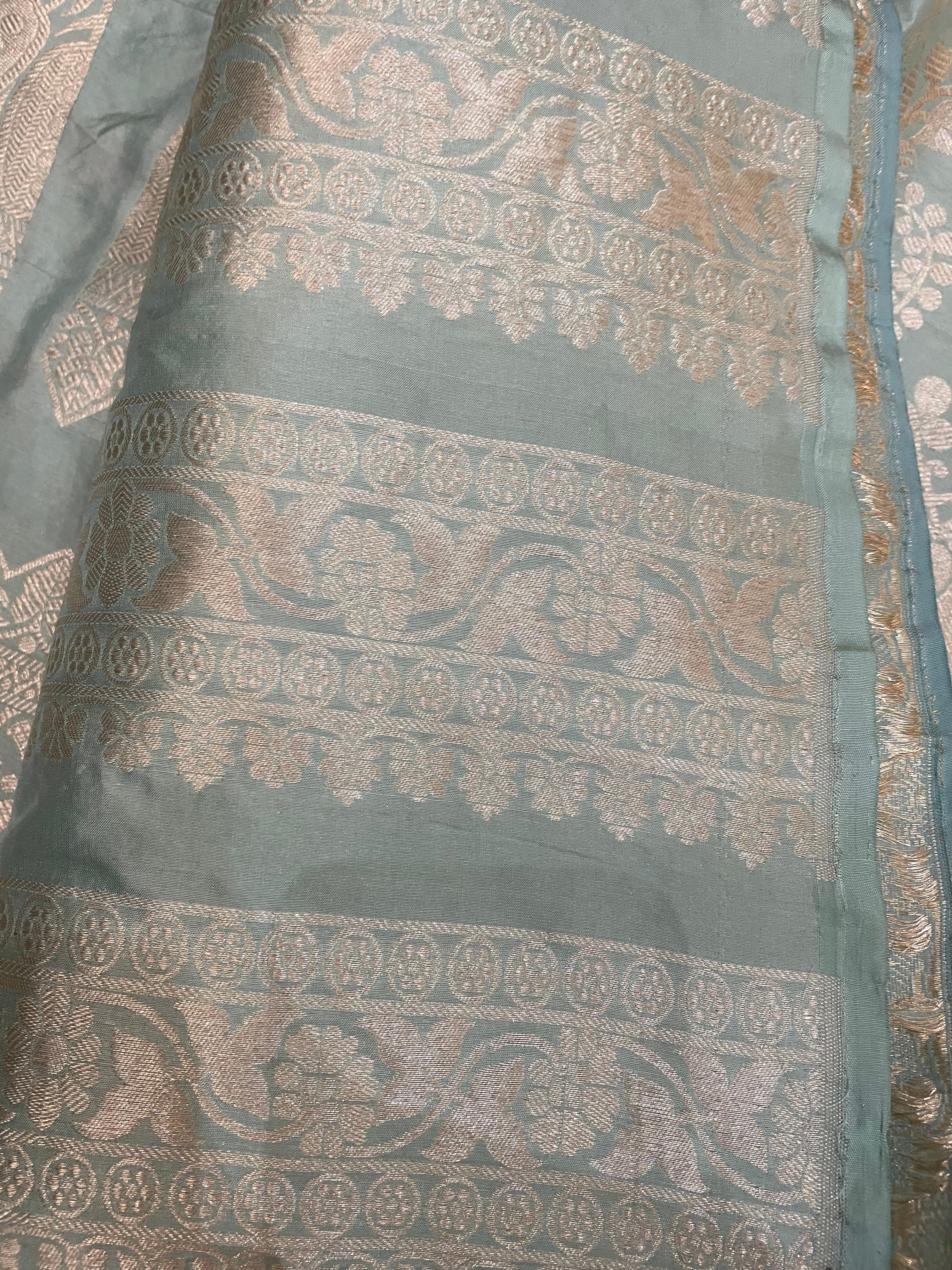 Aarohi Pastel Blue Handwoven Pure Silk Banarasi Lehenga