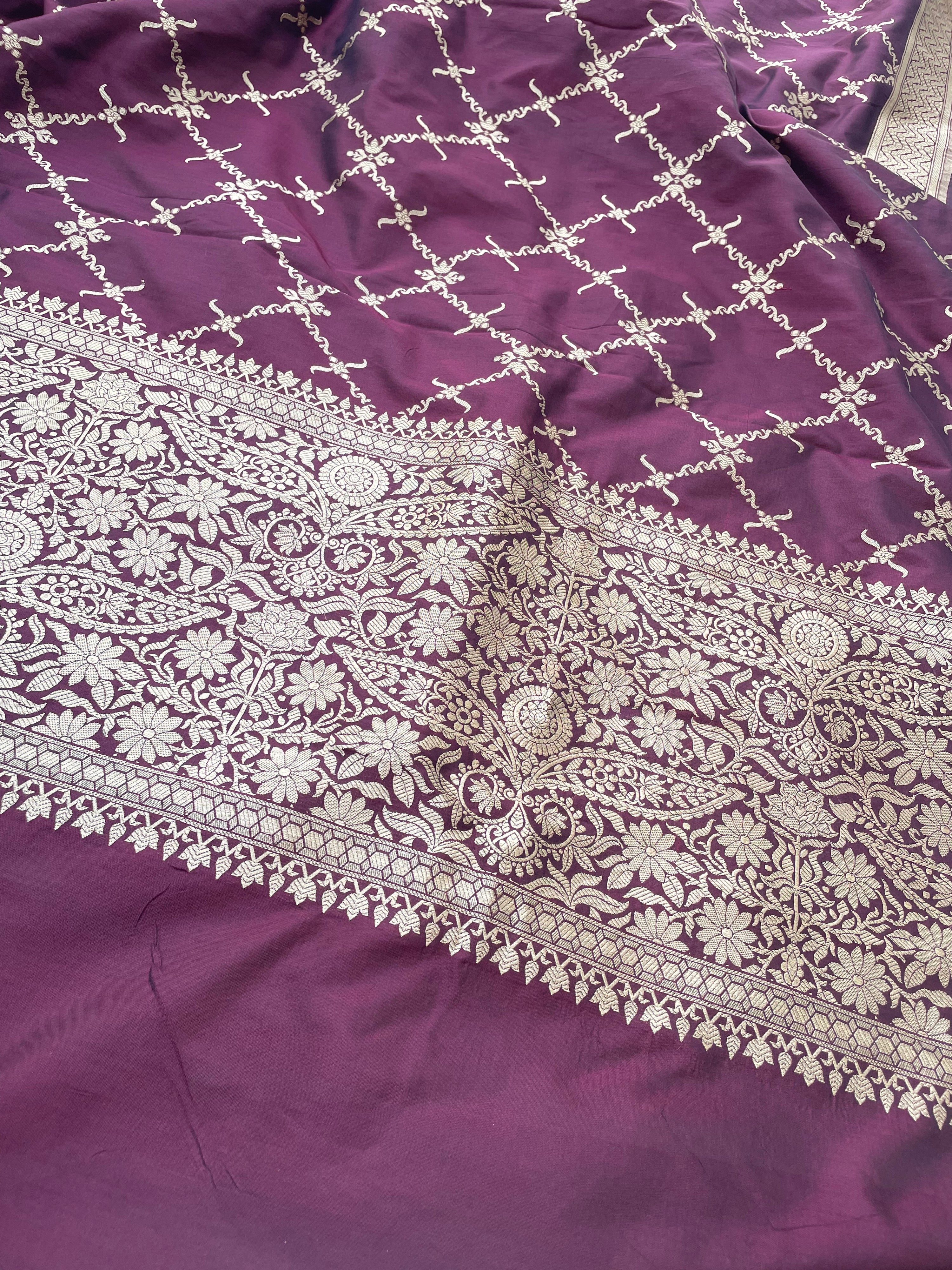 Waraq Brown Handwoven Pure silk Banarasi Lehenga