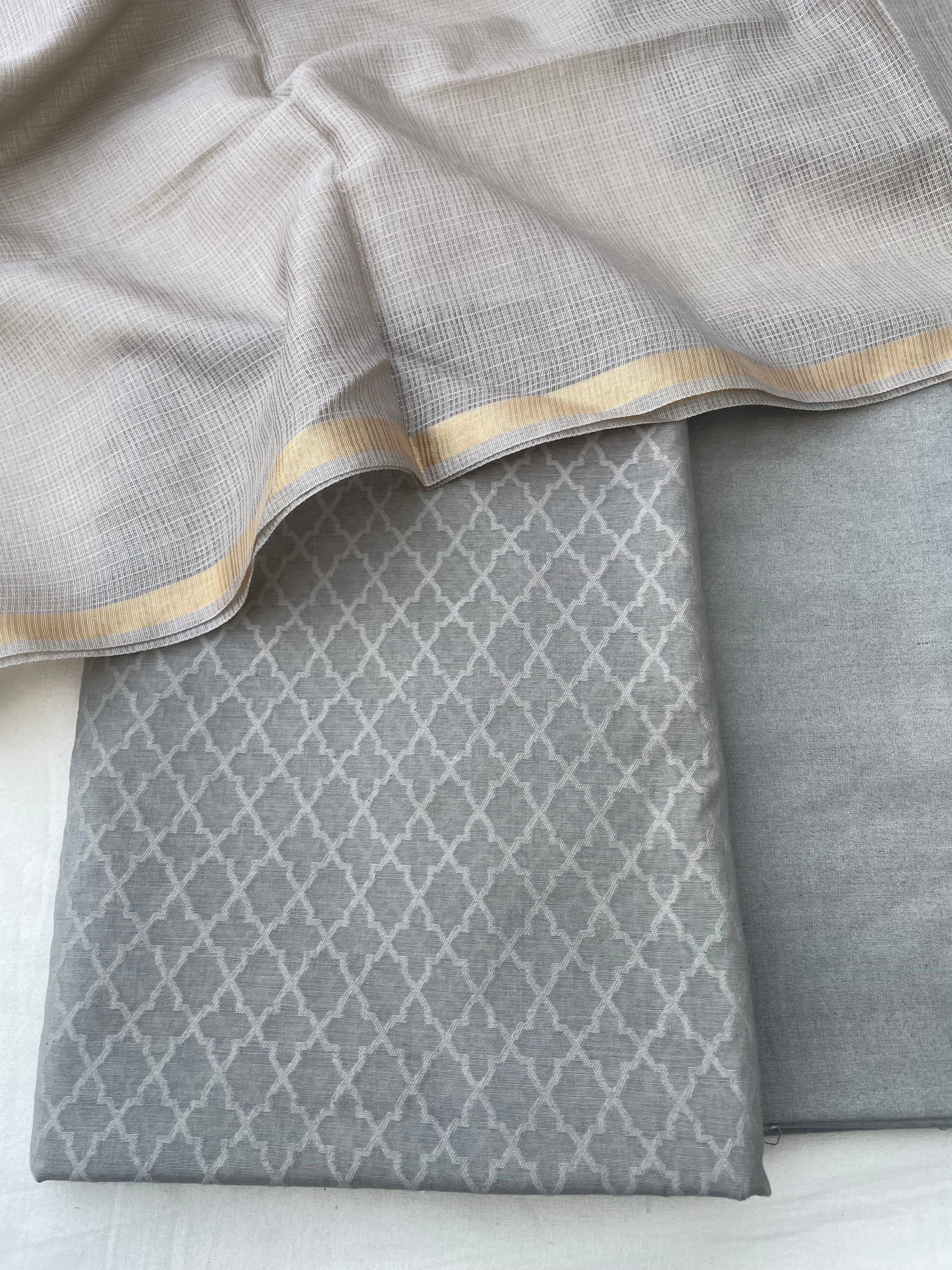 Gray Banarasi Cotton Suit Set