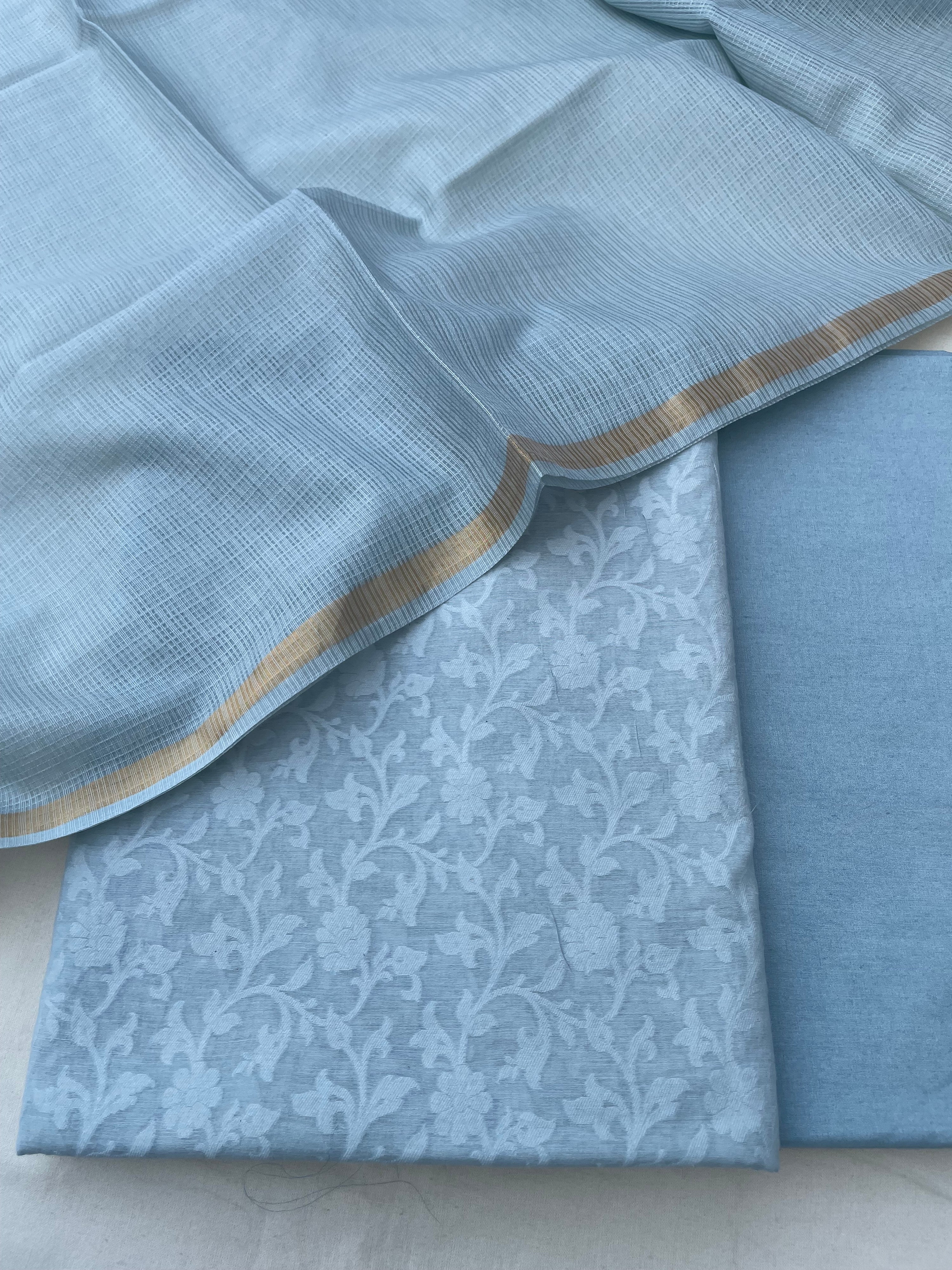 Blue Banarasi Cotton Suit Set