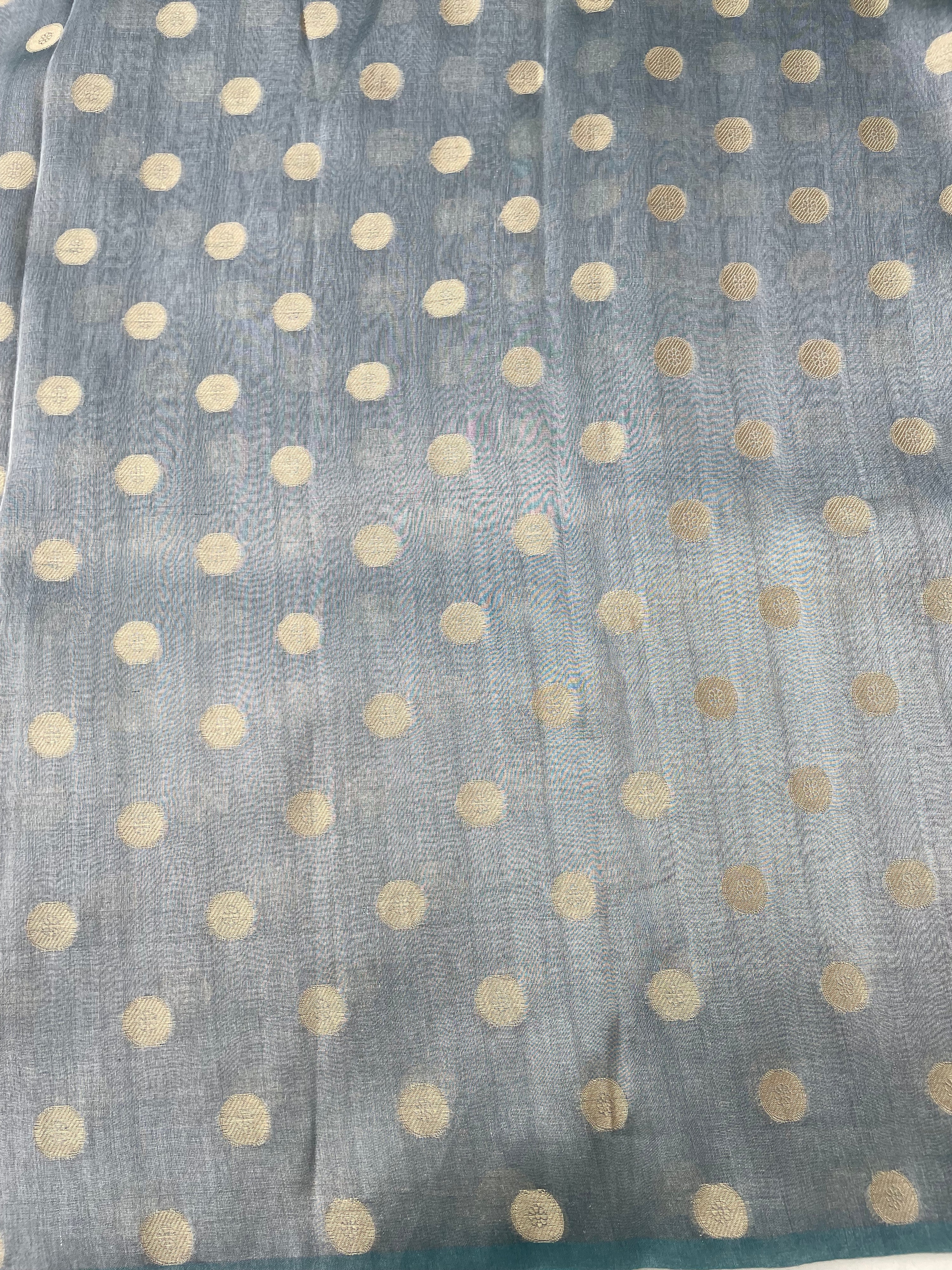 Green Handwoven Pure Tissue Silk Asharfi Buti Fabric