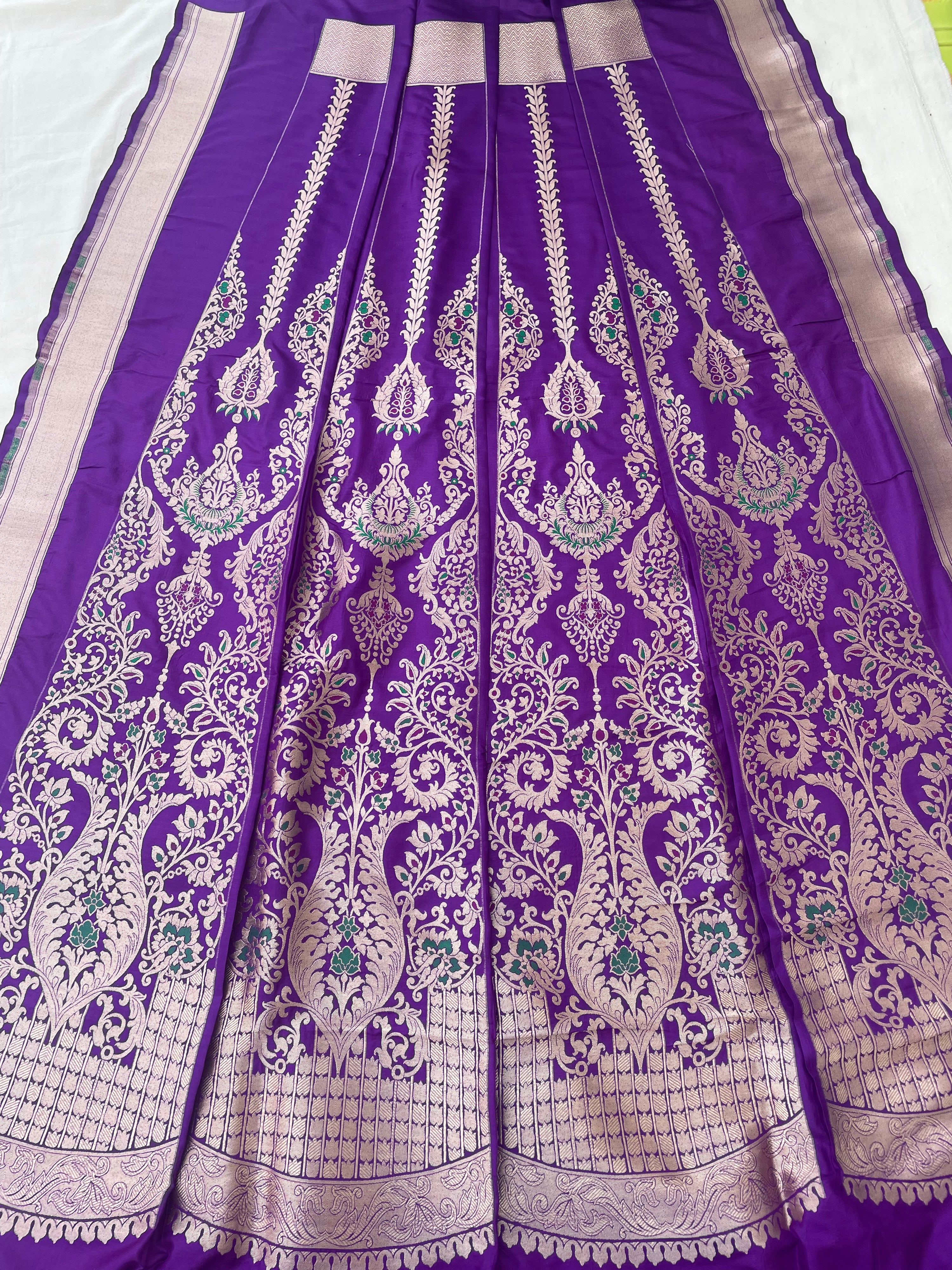 Sahiba Purple Handwoven Pure silk With Meenakari Banarasi Lehenga