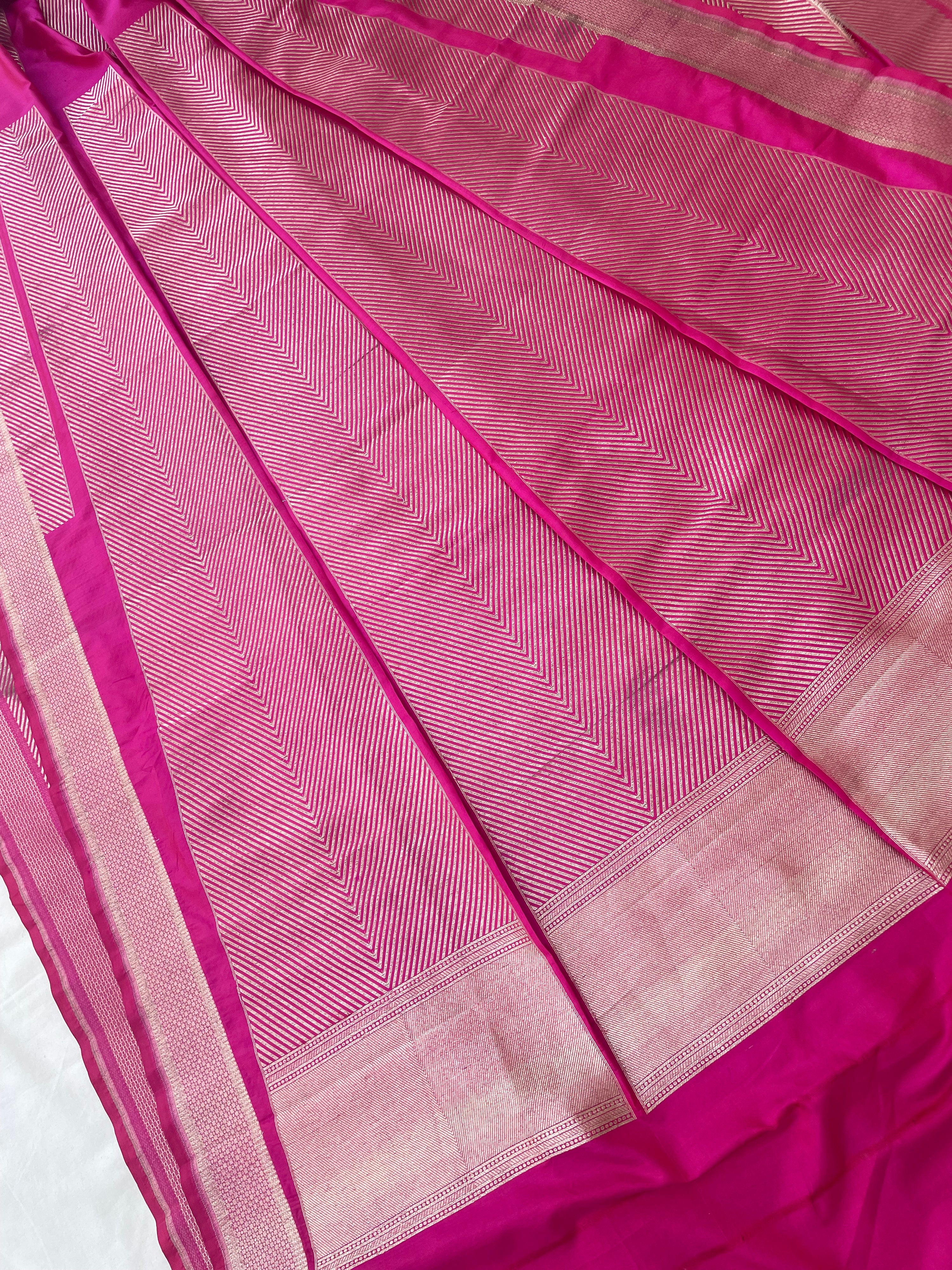 Medha Pink Handwoven Pure Kataan silk Banarasi Lehenga Panels