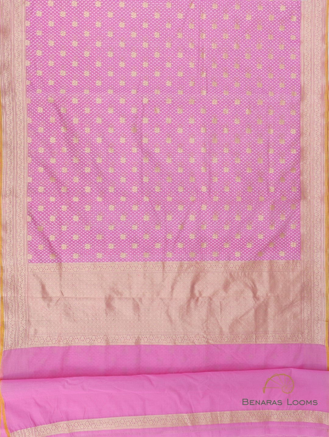 Pink Handloom Cotton Silk Kdhua Buti Banarasi Saree