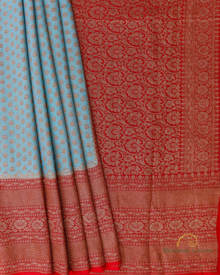 Blue Georgette Banarasi Buti Saree with Antique Zari