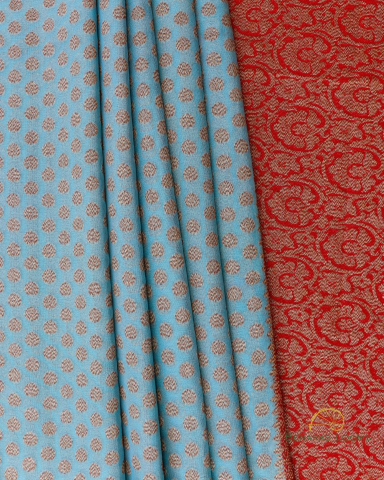 Blue Georgette Banarasi Buti Saree with Antique Zari