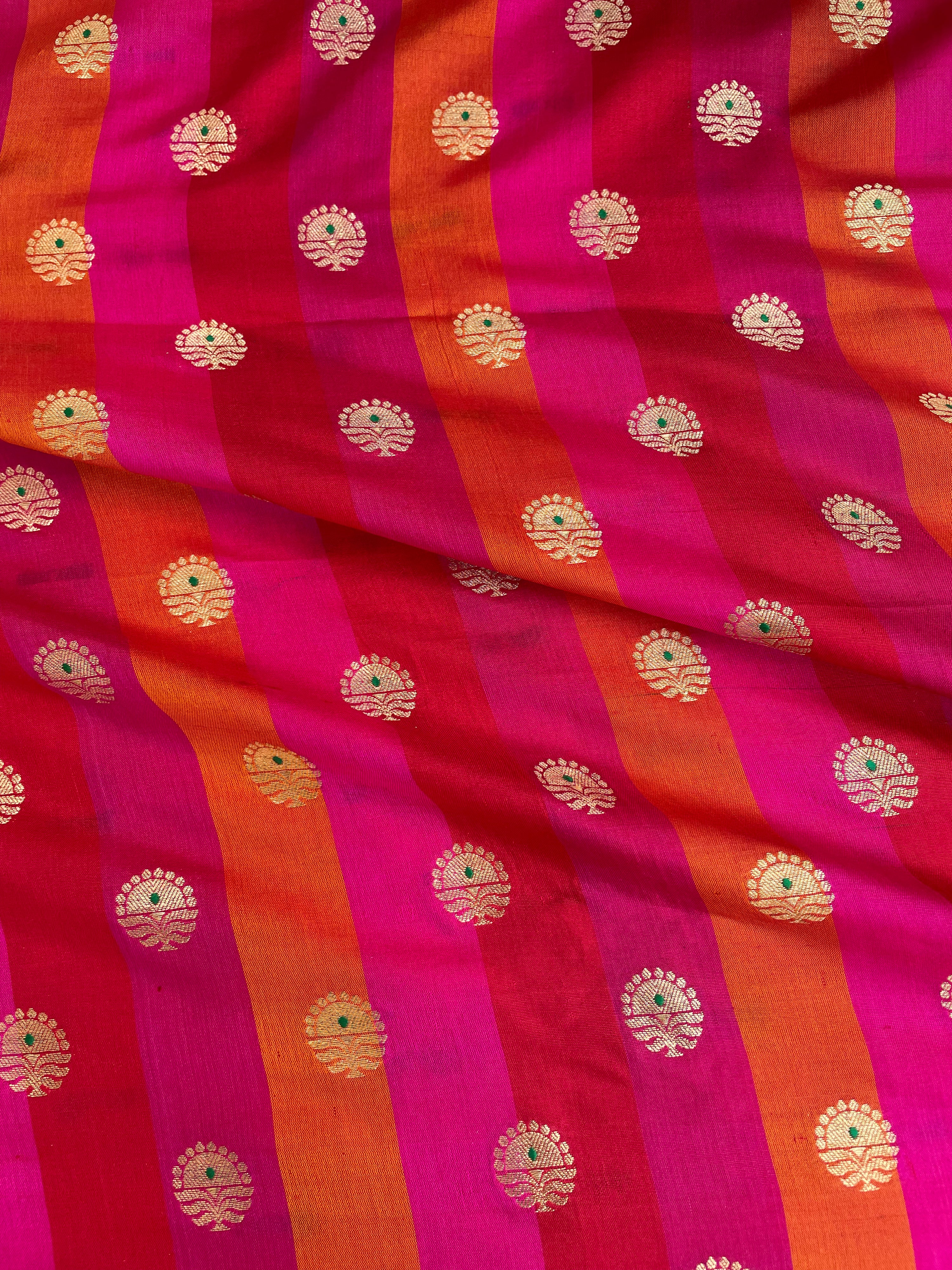 Rangkaat Handwoven Pure Kataan Silk Buti Fabric