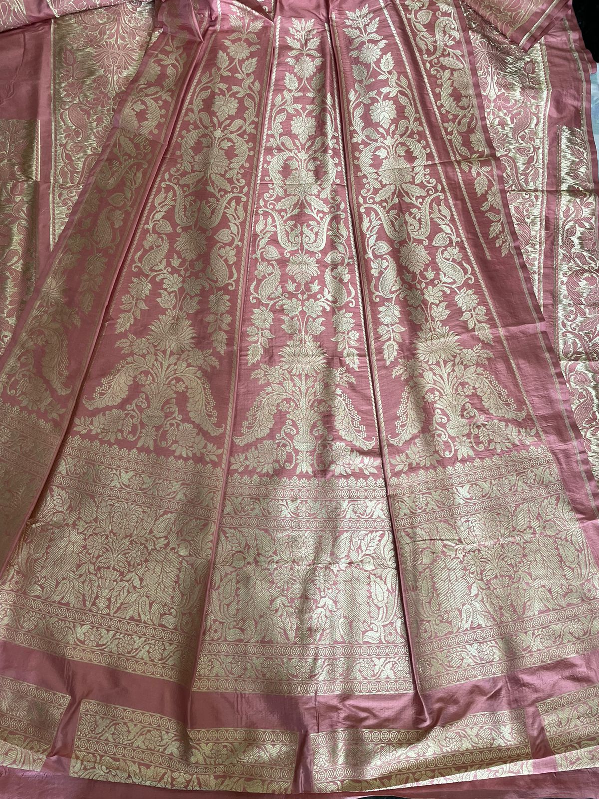 Vibha Pastel Pink Handwoven Pure Silk Banarasi Lehenga