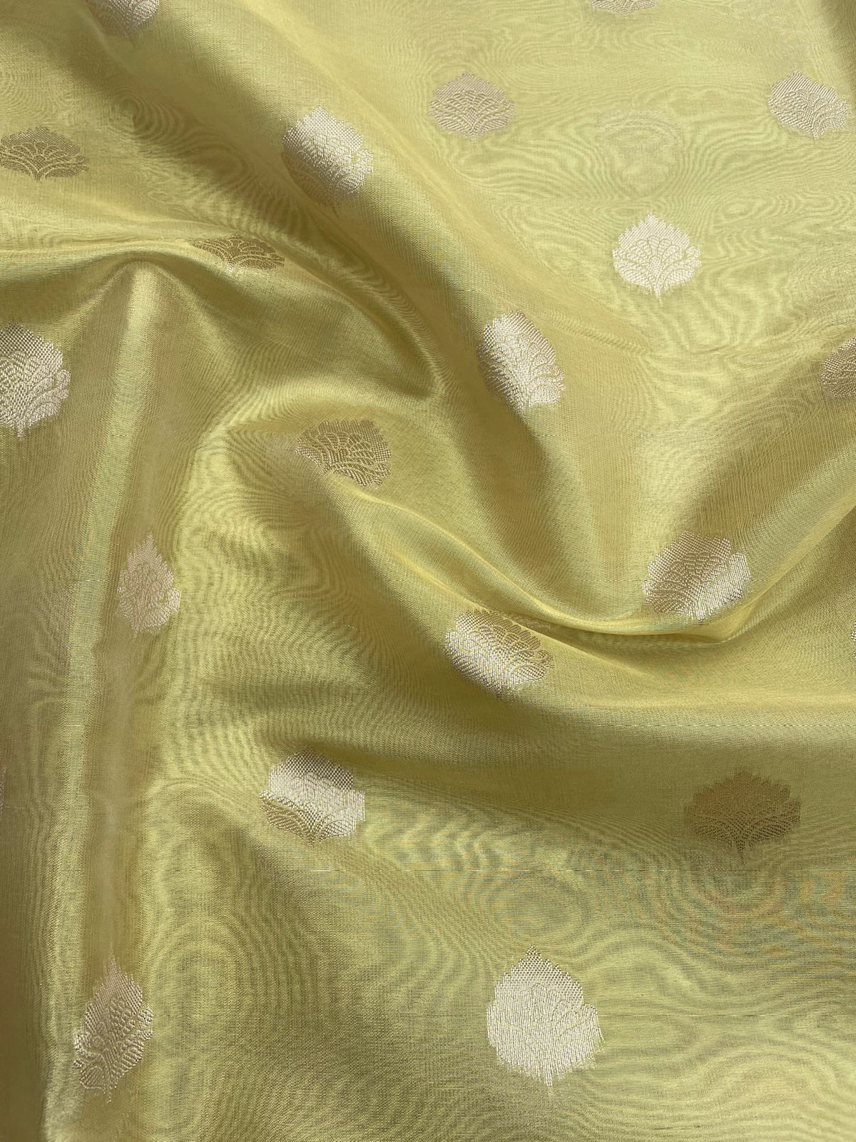 Yellow Butidar Tissue Silk Fabric