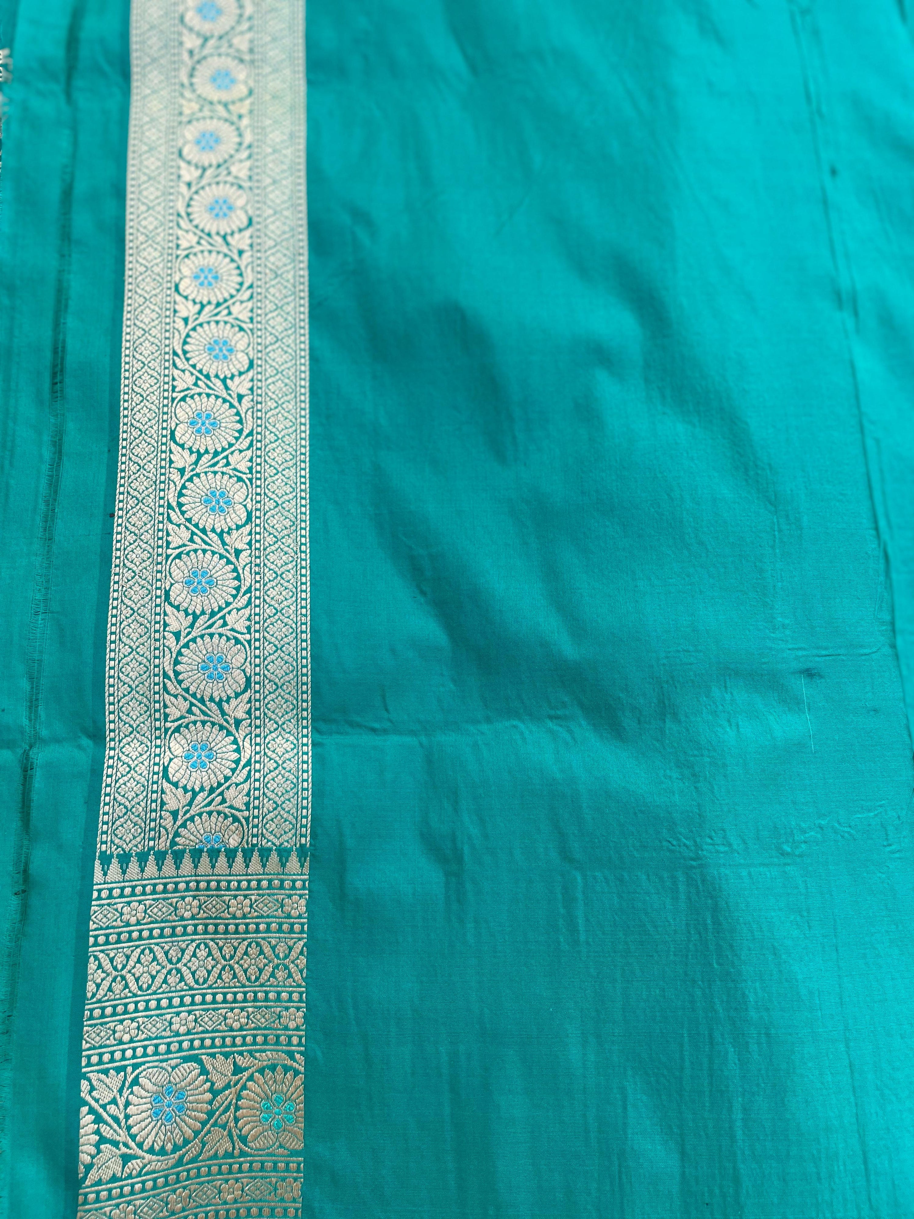 Green Handloom Banarasi Pure Silk Jangla Saree