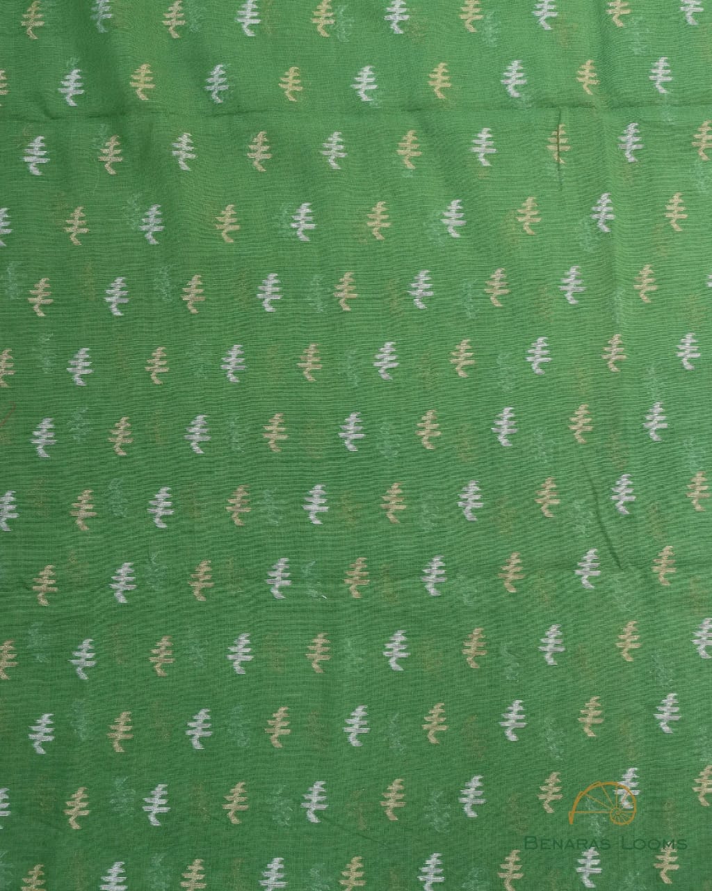 Green Handwoven Pure Cotton Jamdani Banarasi Unstitched Suit Set