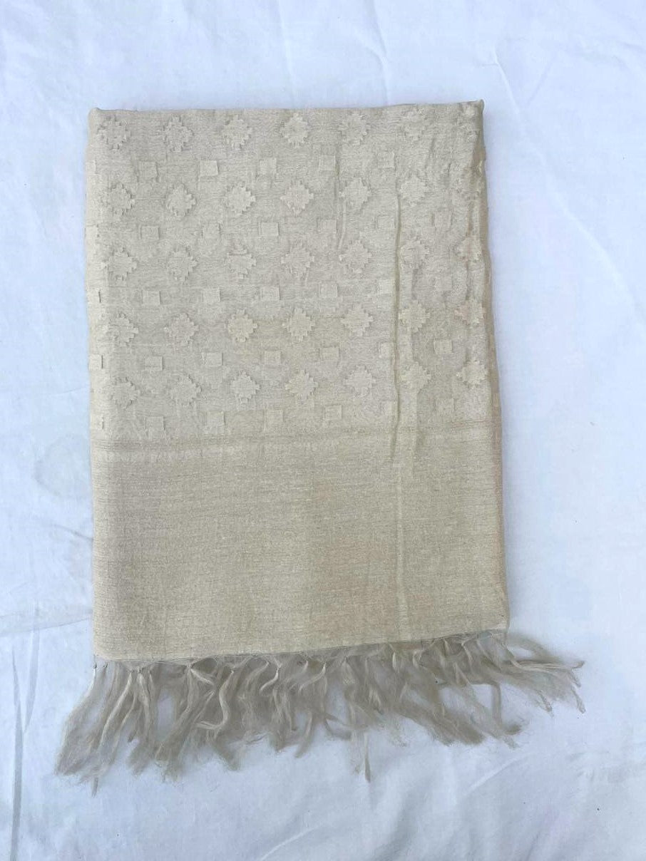 Dyeable White Handloom Pure Silk Dupatta
