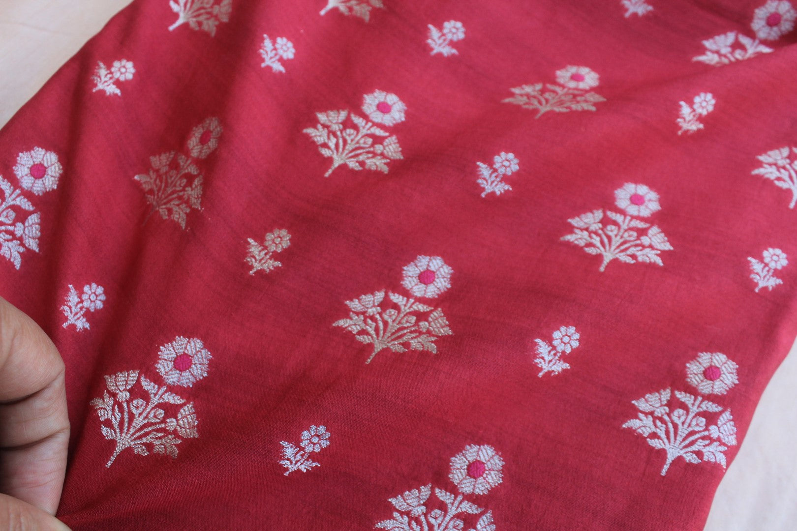Red Banarasi Chiniya Silk Suit Set