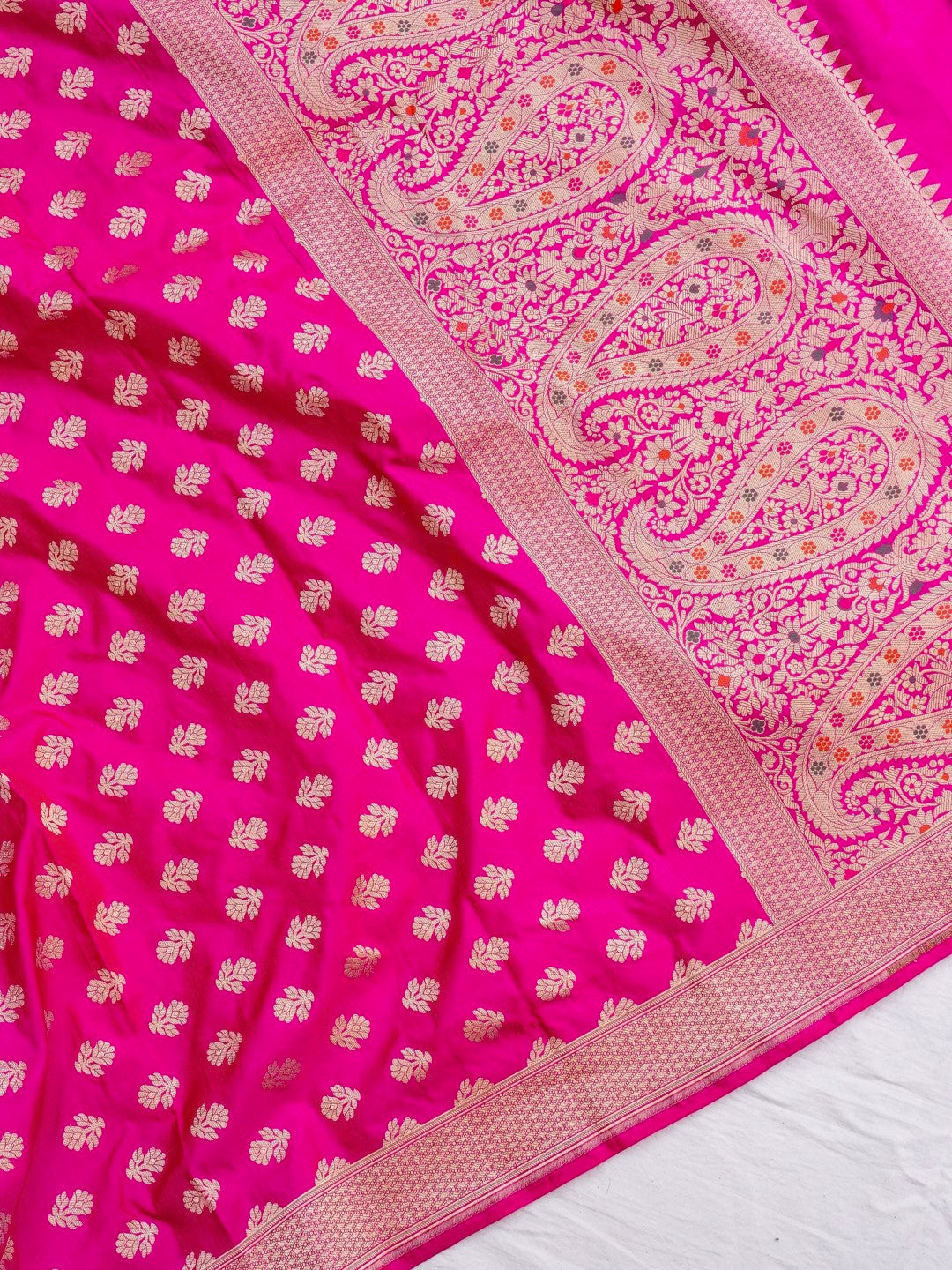 Pink Handwoven Banarasi Pure Silk Dupatta
