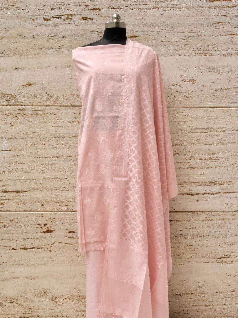 Pink Banarasi Cotton Suit Set