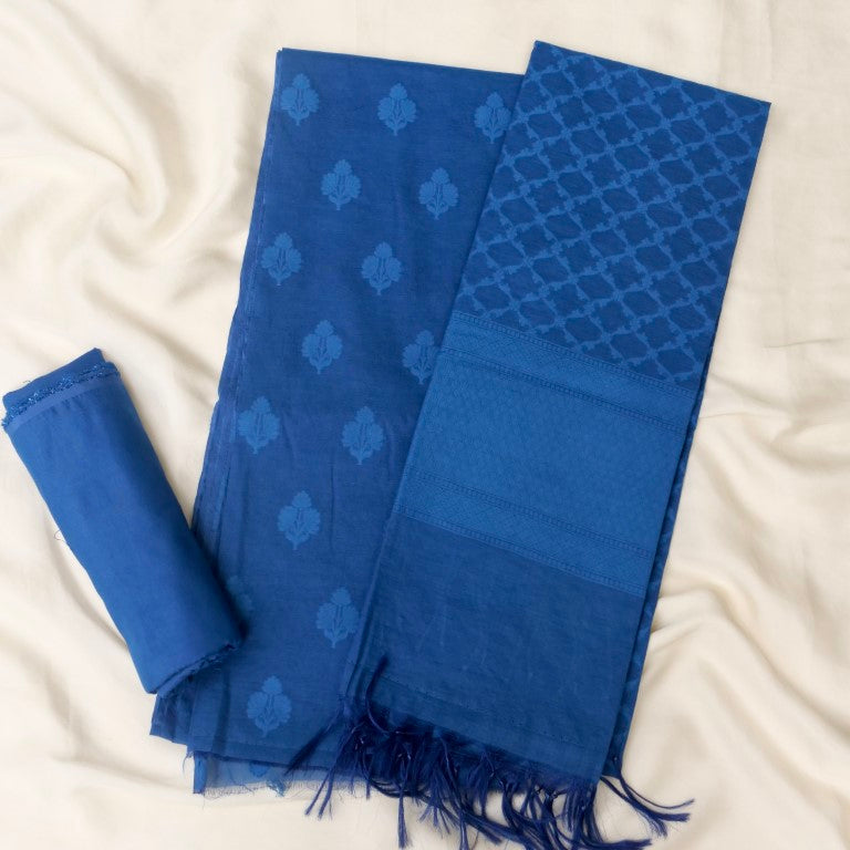 Blue Banarasi Cotton Suit Set