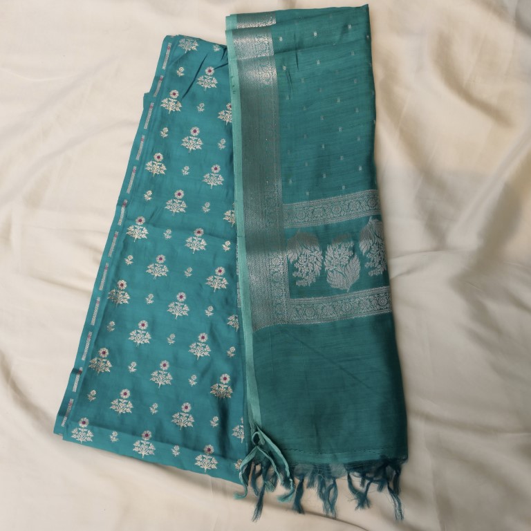 Rama Green Banarasi Chiniya Silk Suit Set