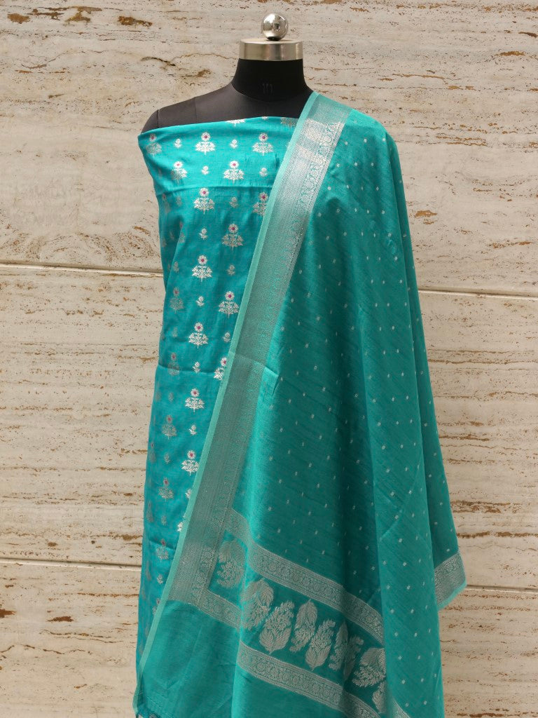 Rama Green Banarasi Chiniya Silk Suit Set