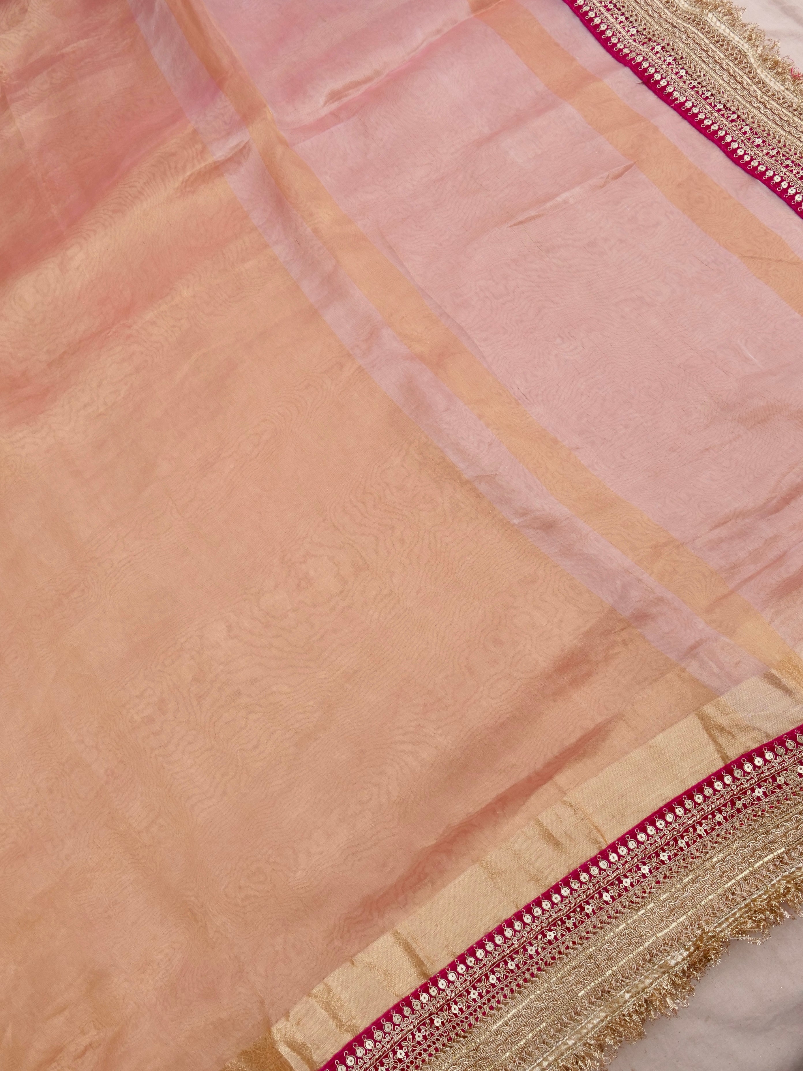 Red Pure Crush Tissue Silk Banarasi Saree with Embellished Border