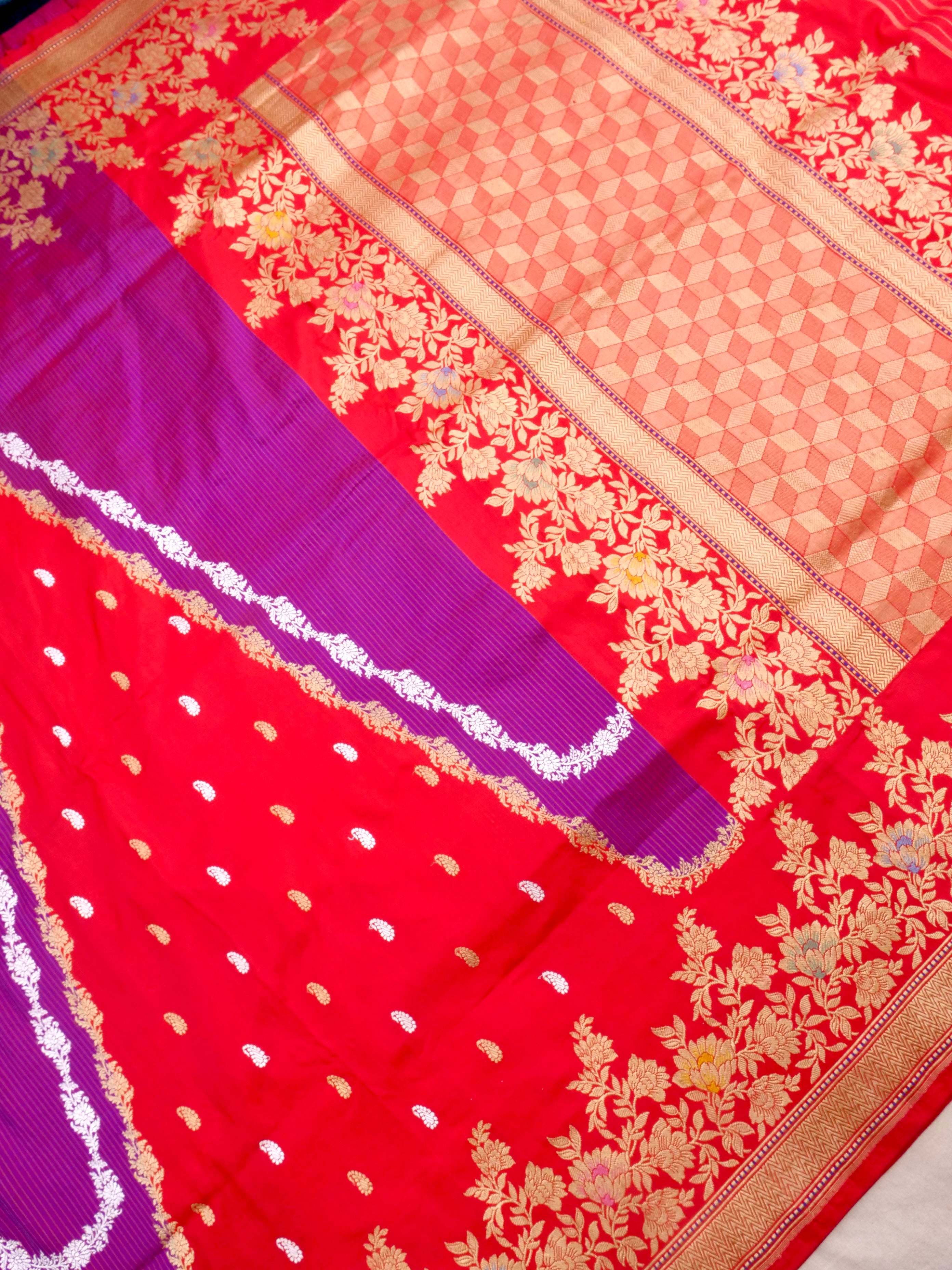 Rangkaat Handwoven Pure Kataan Silk Kadhua Benarasi Saree