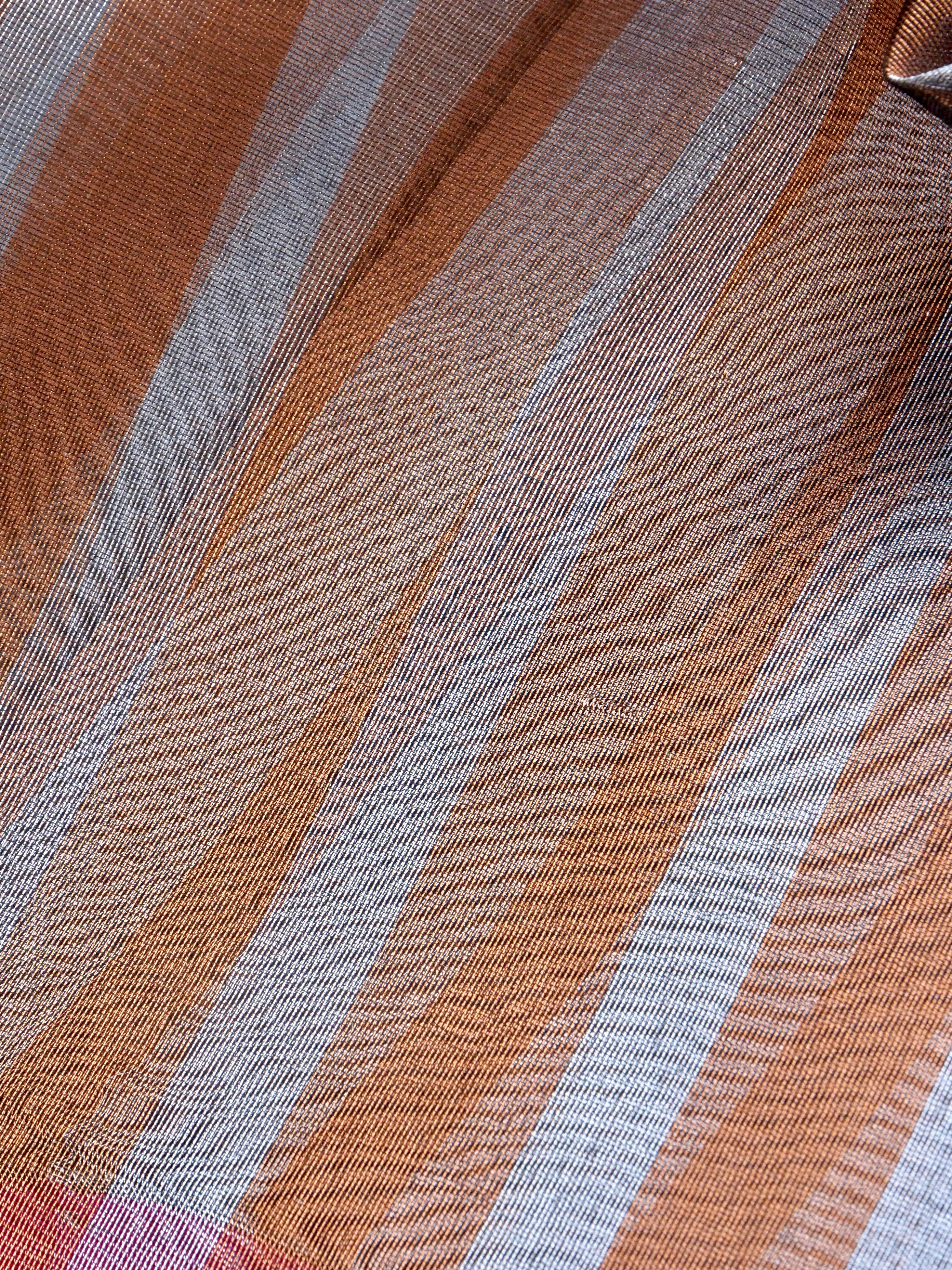 Striped Tissue Banarasi Saree without Border