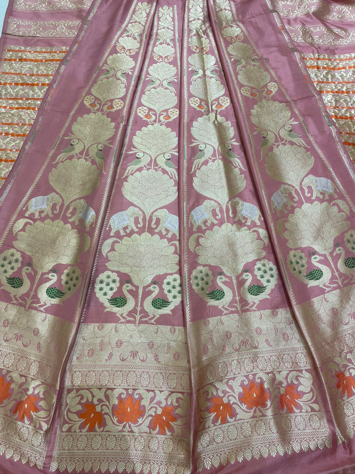 Vantara Pink Handwoven Pure Silk Banarasi Lehenga
