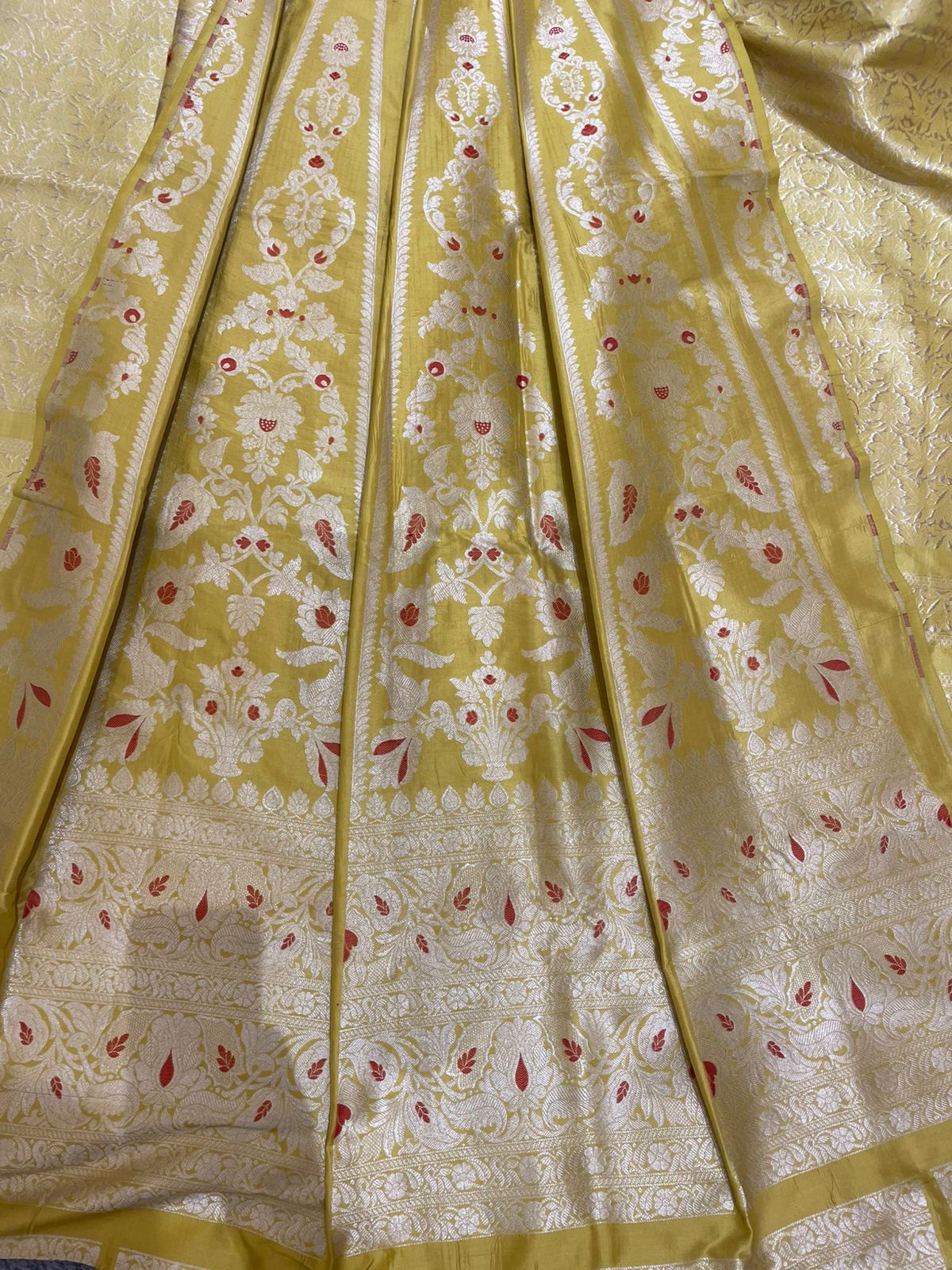 Chhavi Yellow Handwoven Pure Silk Banarasi Lehenga
