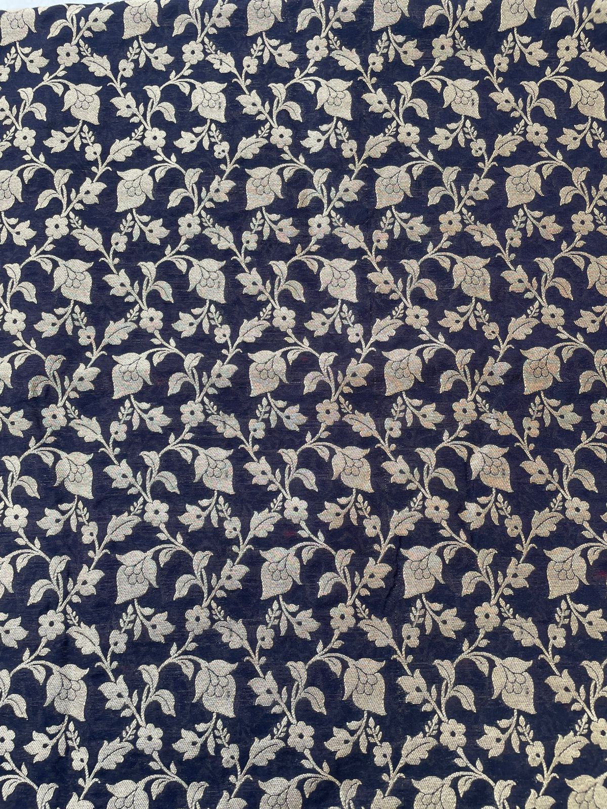 Black Semi Silk Floral Jaal Fabric