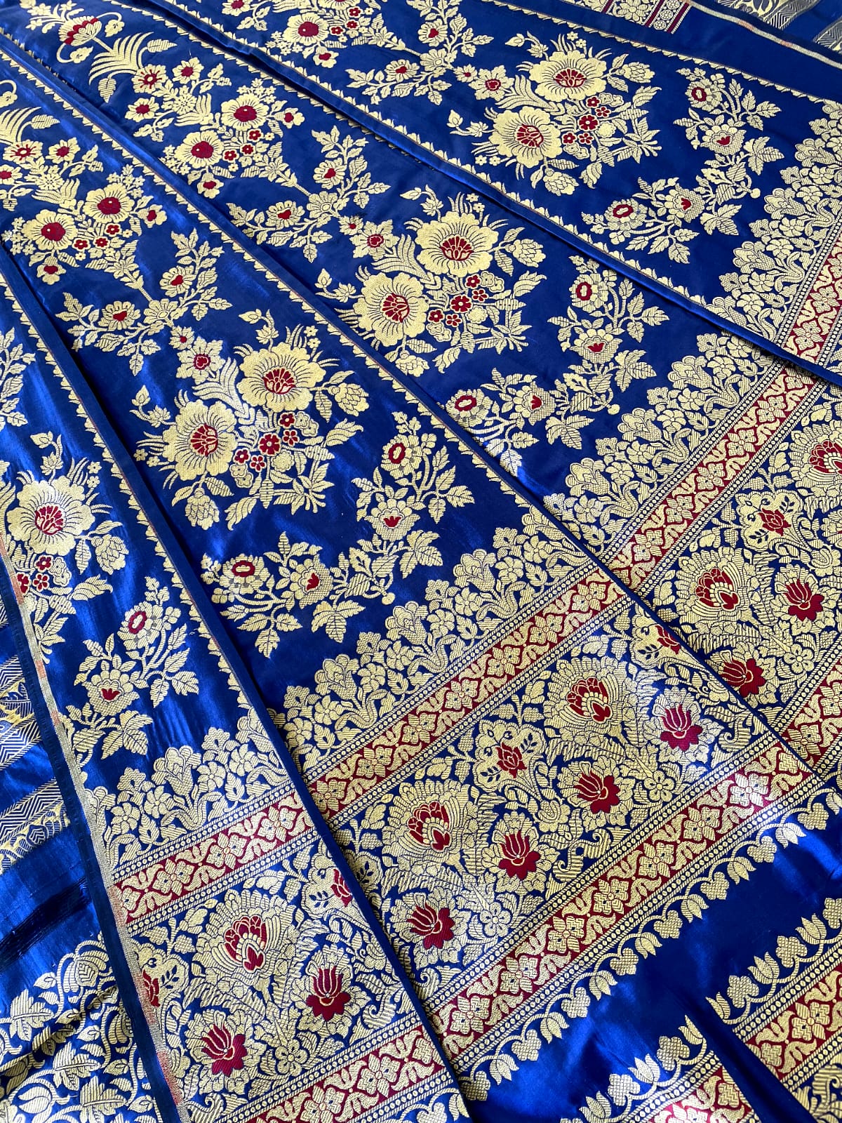 Blue Handwoven Pure Silk Banarasi Lehenga