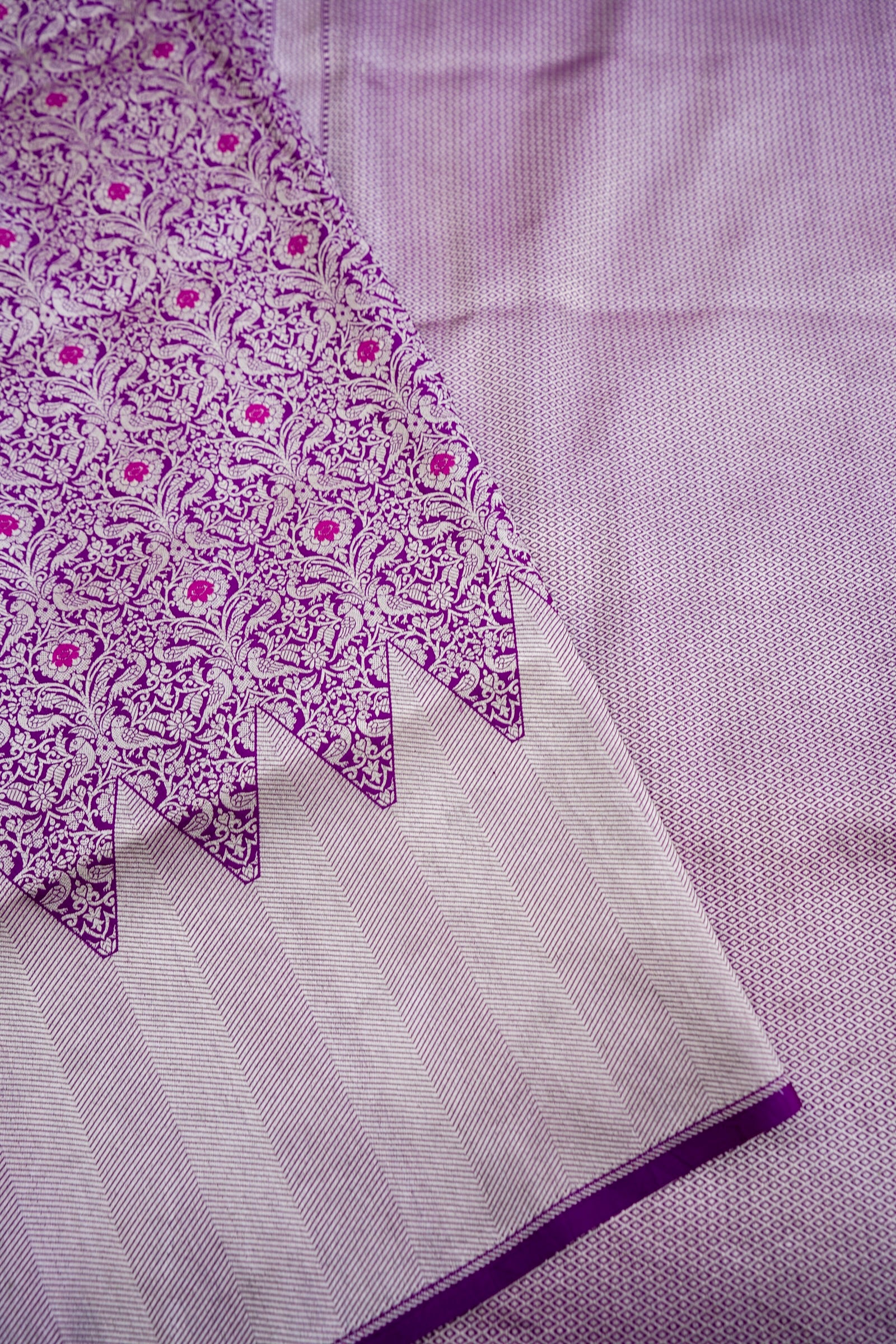 Purple Shikargah Brocade Handwoven Pure Silk Banarasi Saree