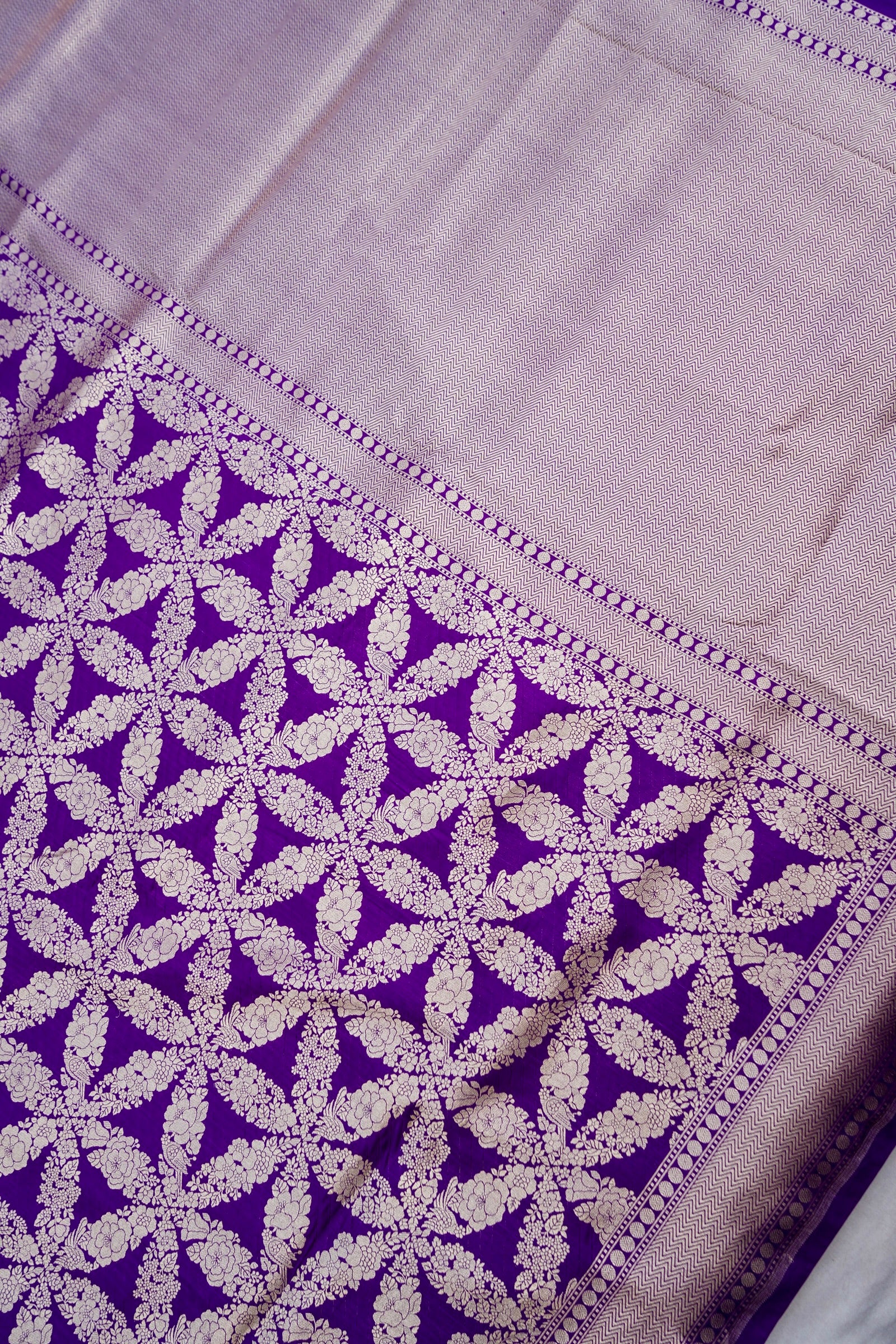 Purple Handwoven Pure Silk Banarasi Saree