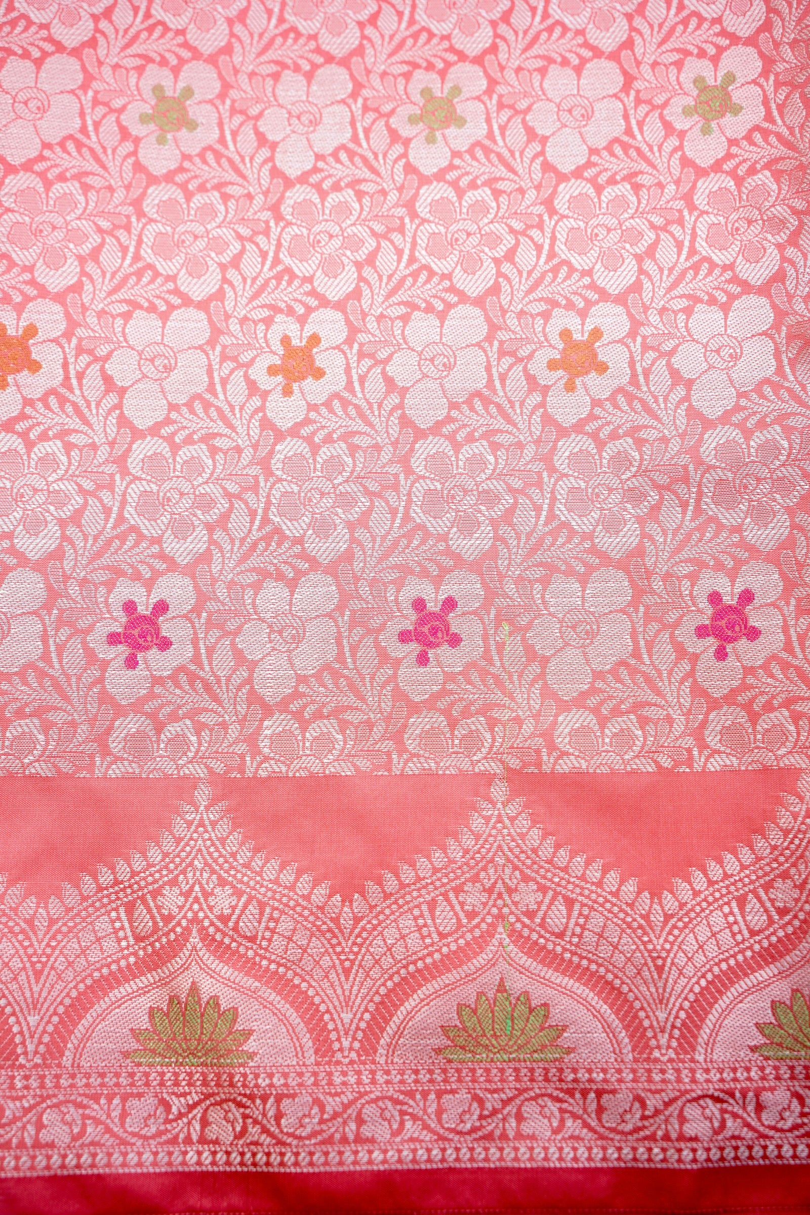 Peach Butidar Banarasi Saree with Meenakari