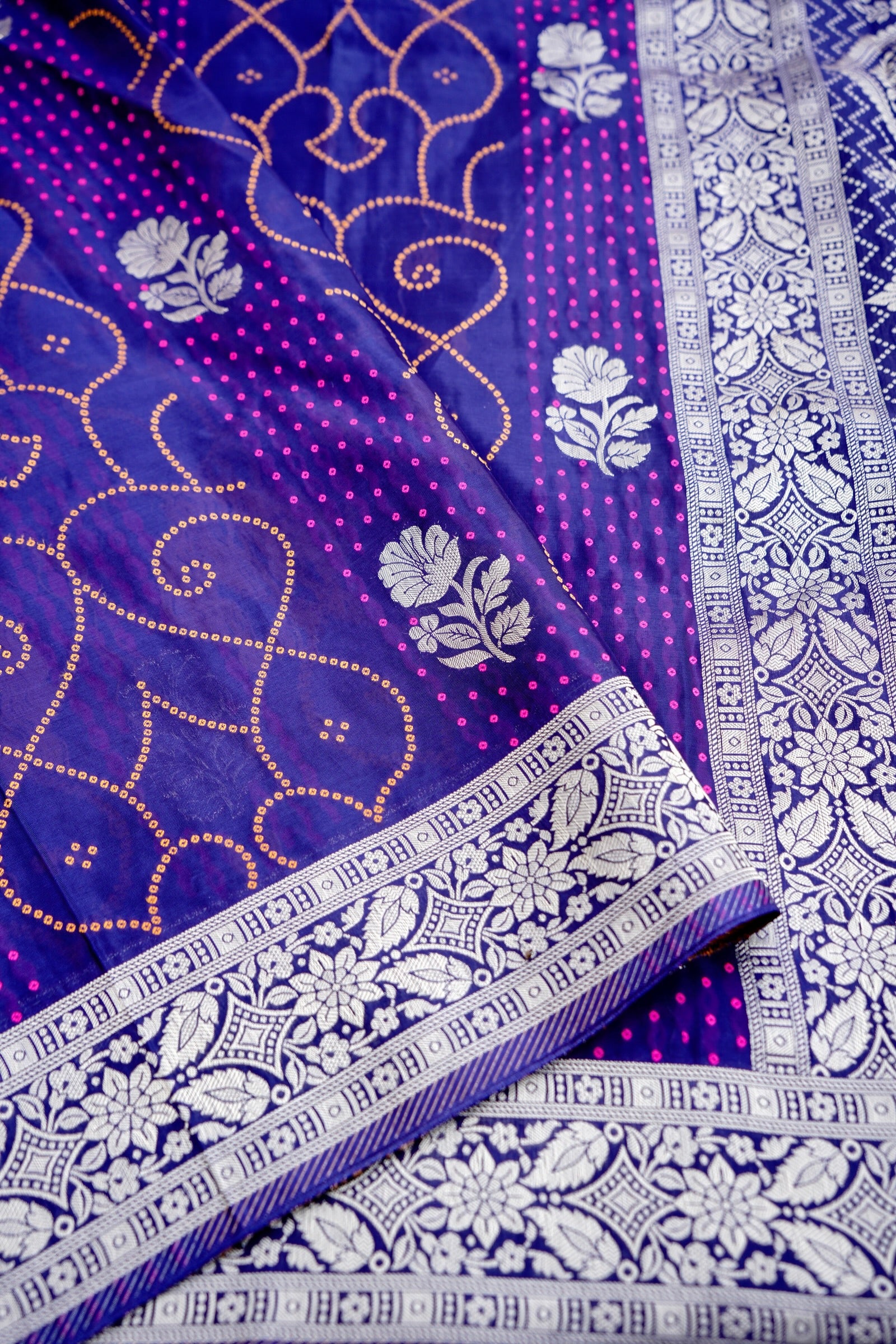 Purple Crepe Silk Banarasi Saree with Meenakari Zari Work