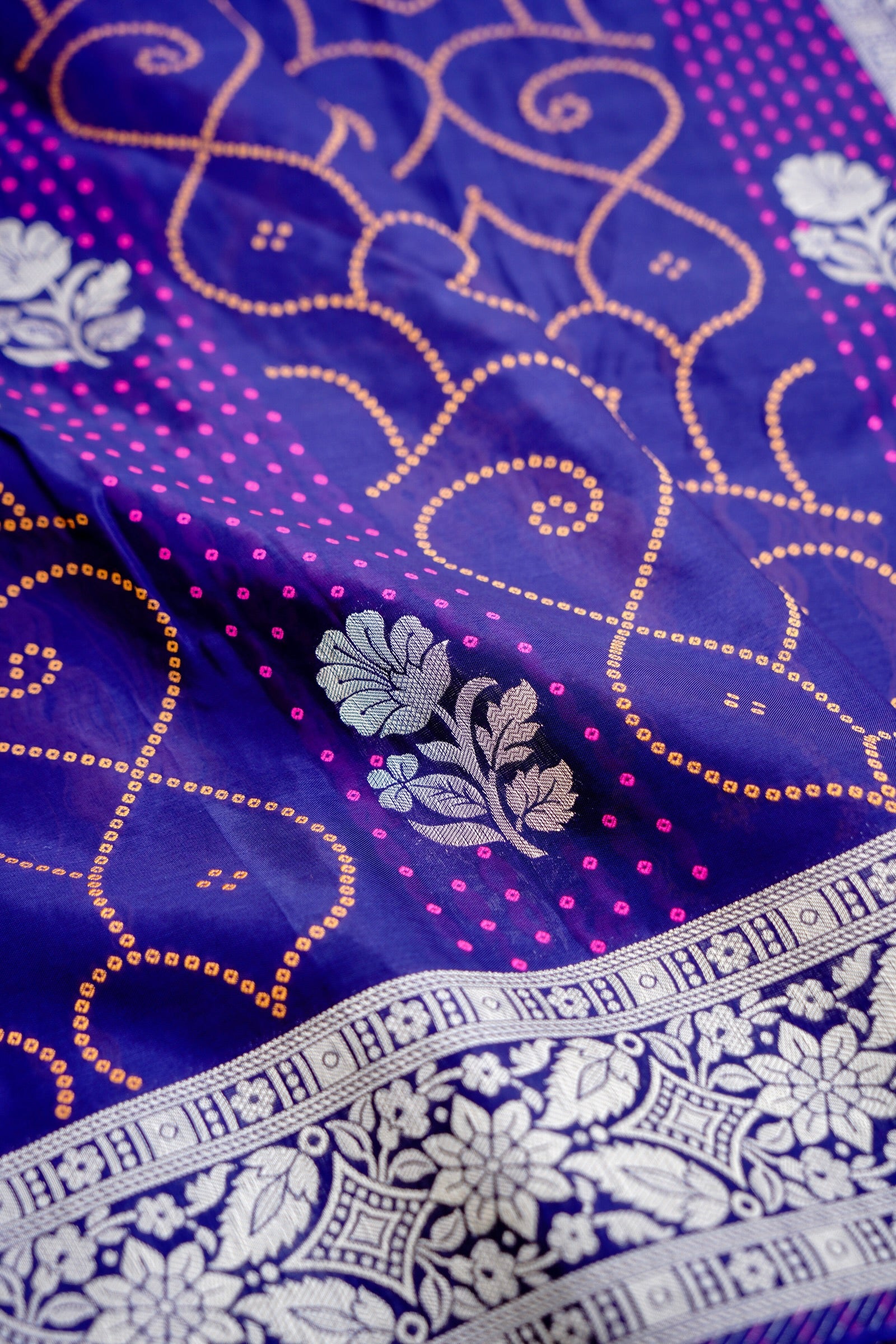 Purple Crepe Silk Banarasi Saree with Meenakari Zari Work
