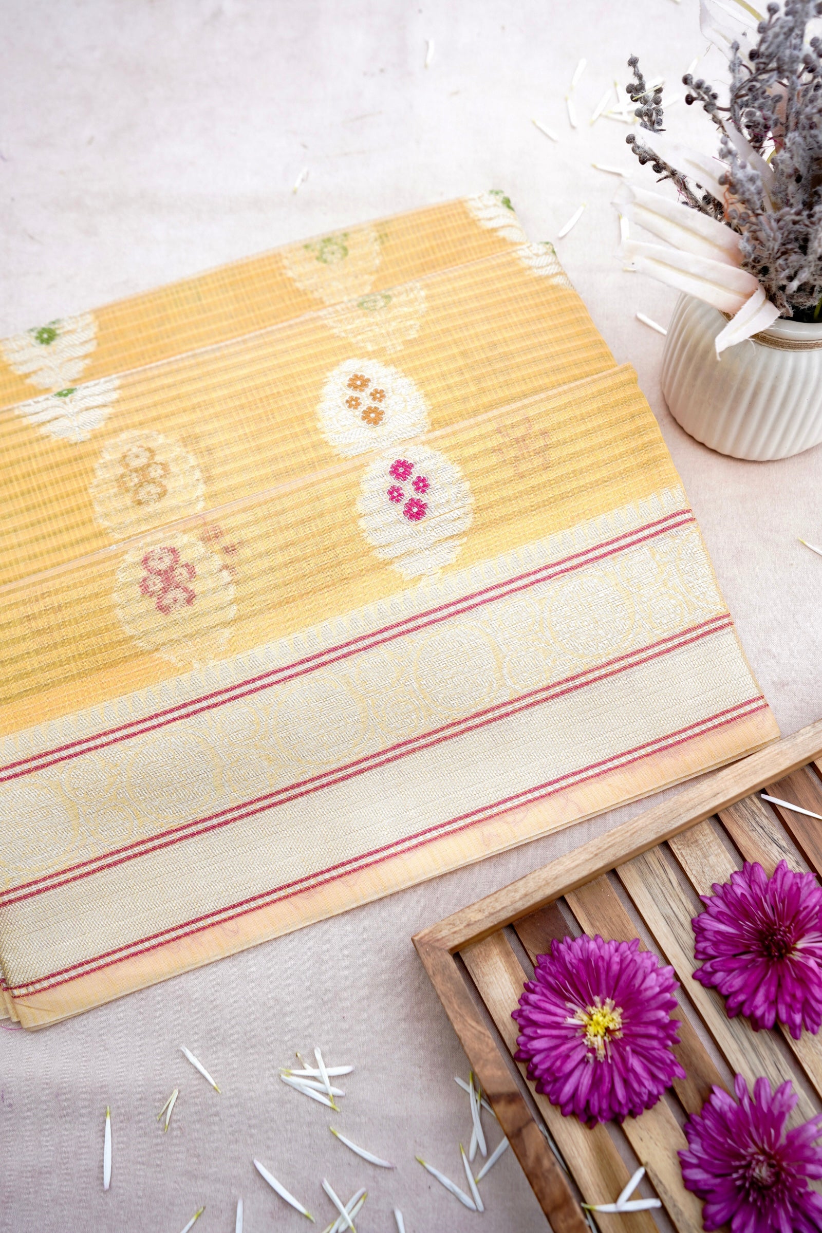 Kota Silk Yellow Buta Woven Banarasi Saree