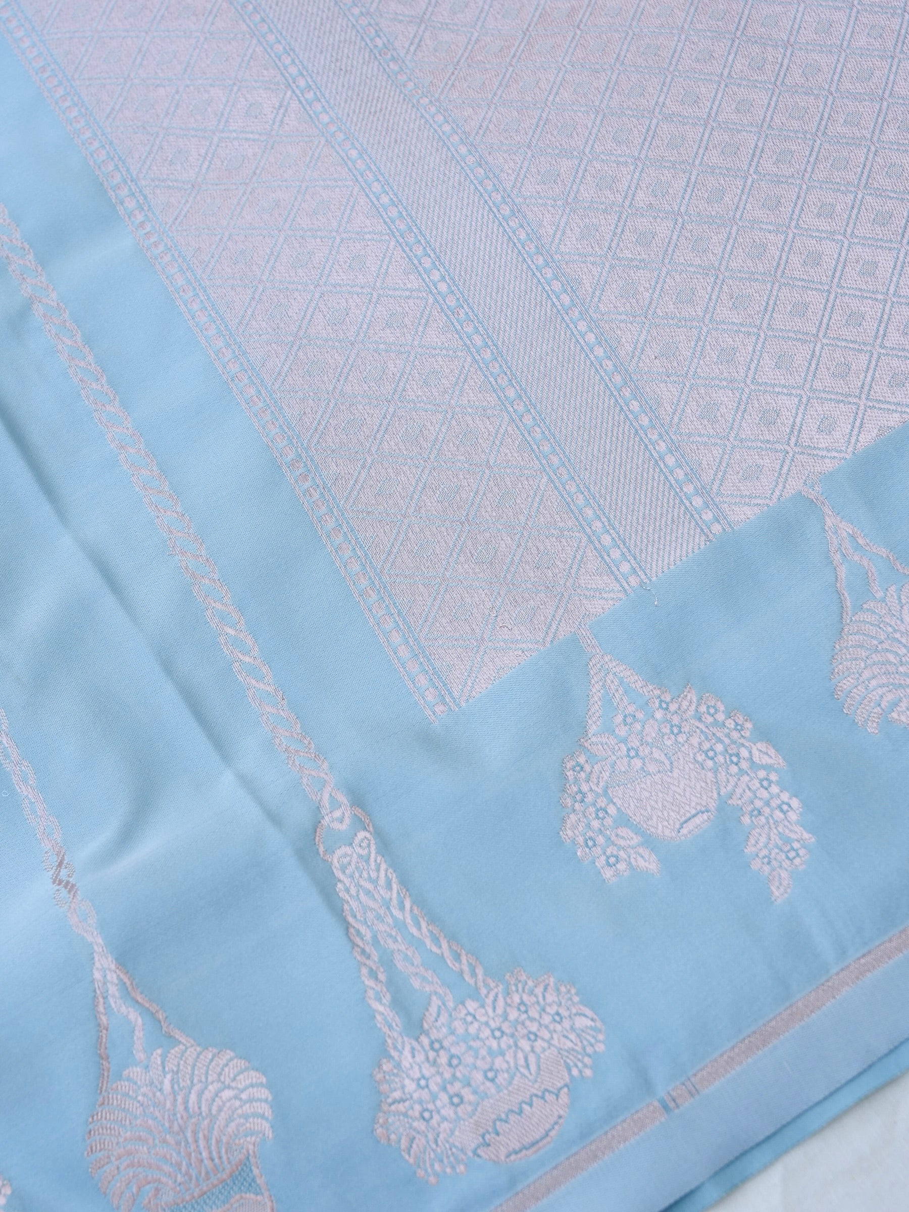 Sky Blue Banarasi Mashru Silk Saree
