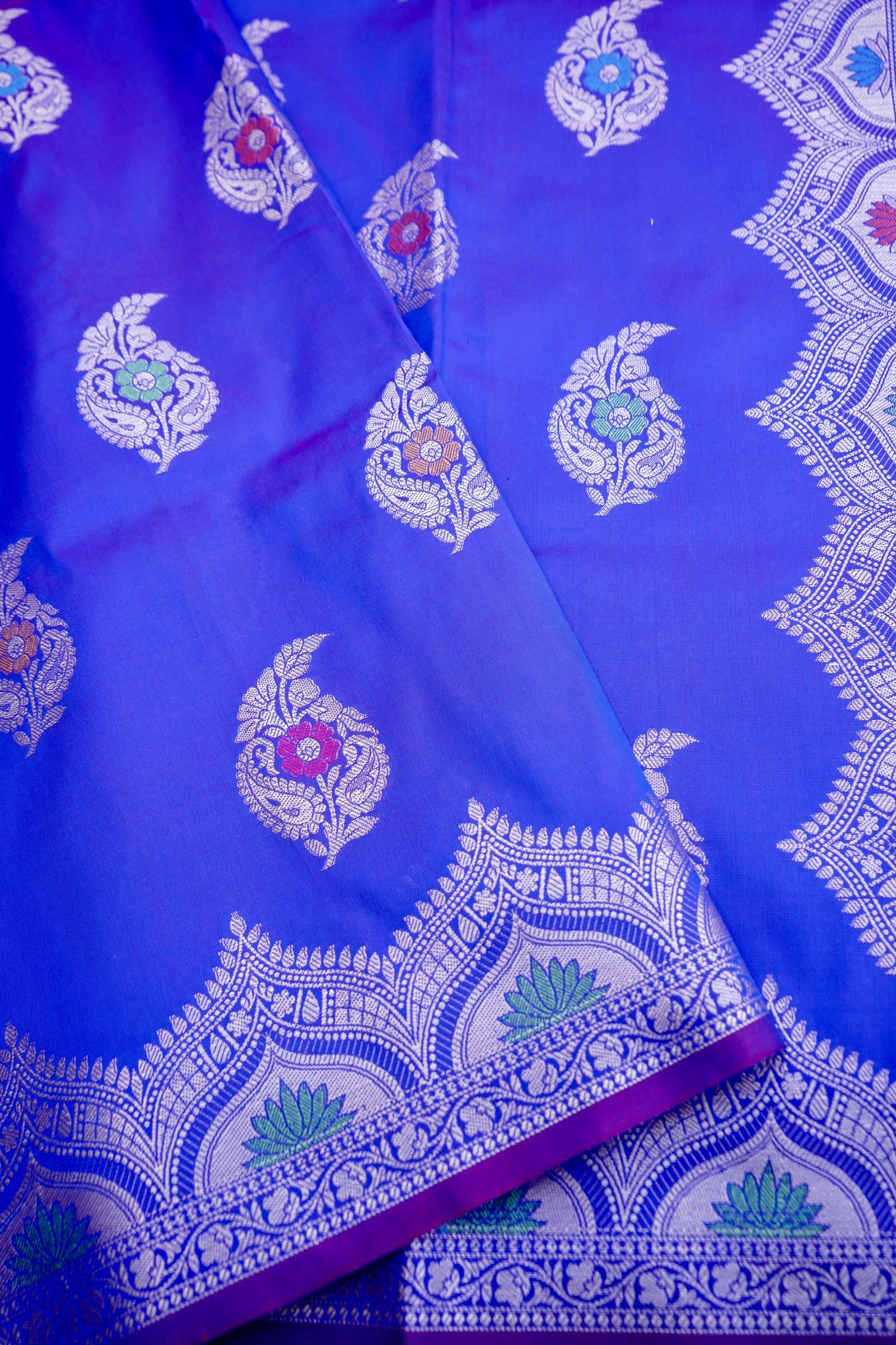 Lapis Blue Butidar Banarasi Saree with Meenakari