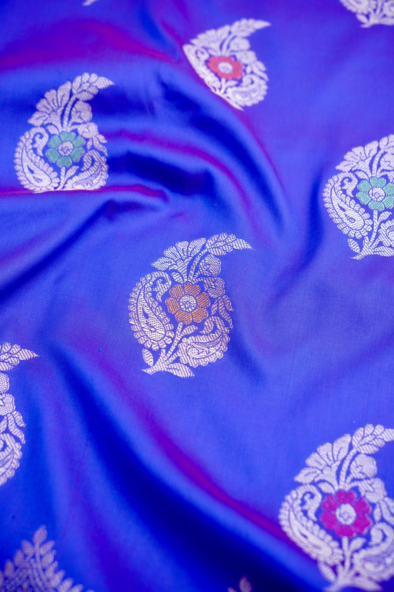 Lapis Blue Butidar Banarasi Saree with Meenakari