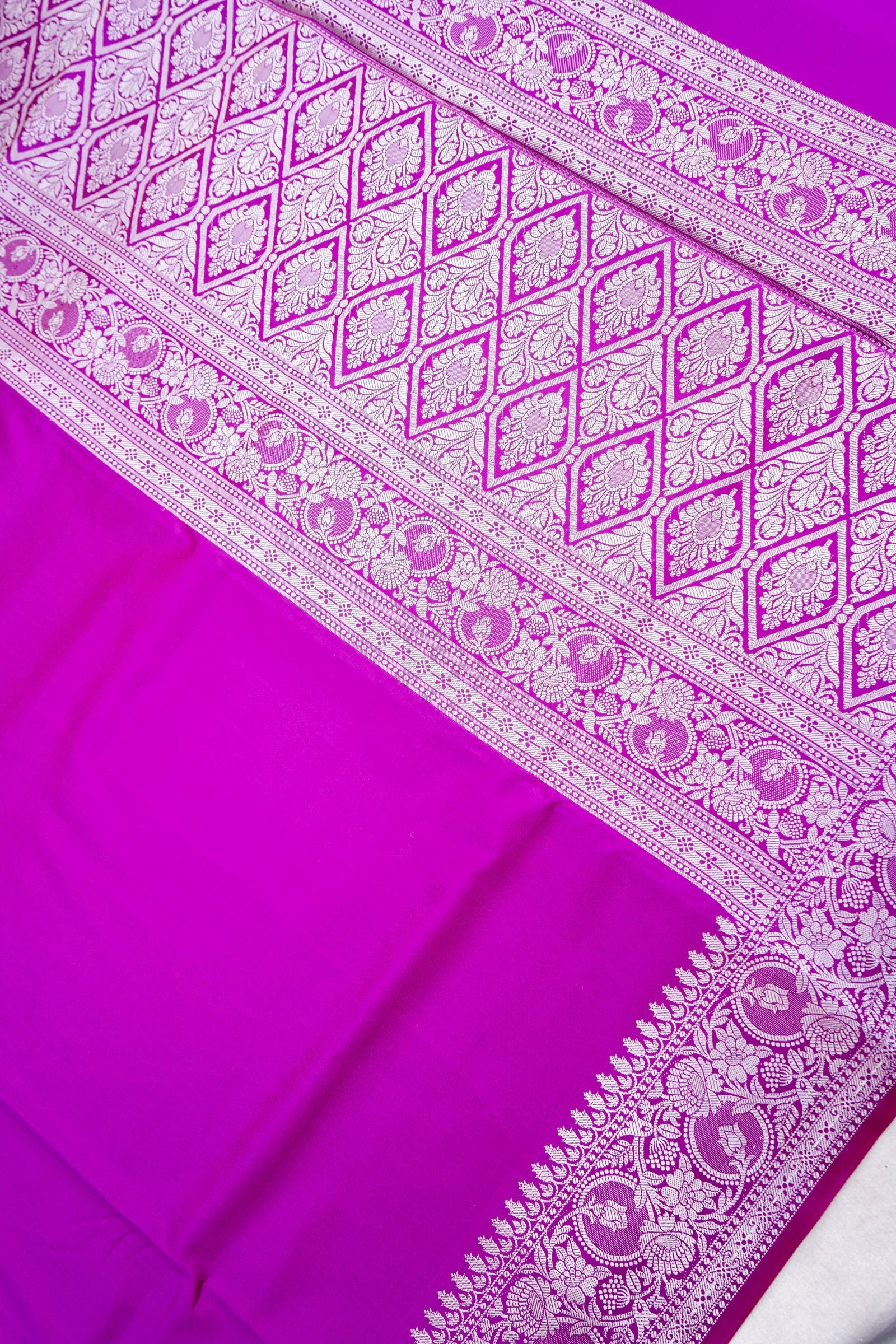 Purple Plain Silk Saree with Border and Pallu