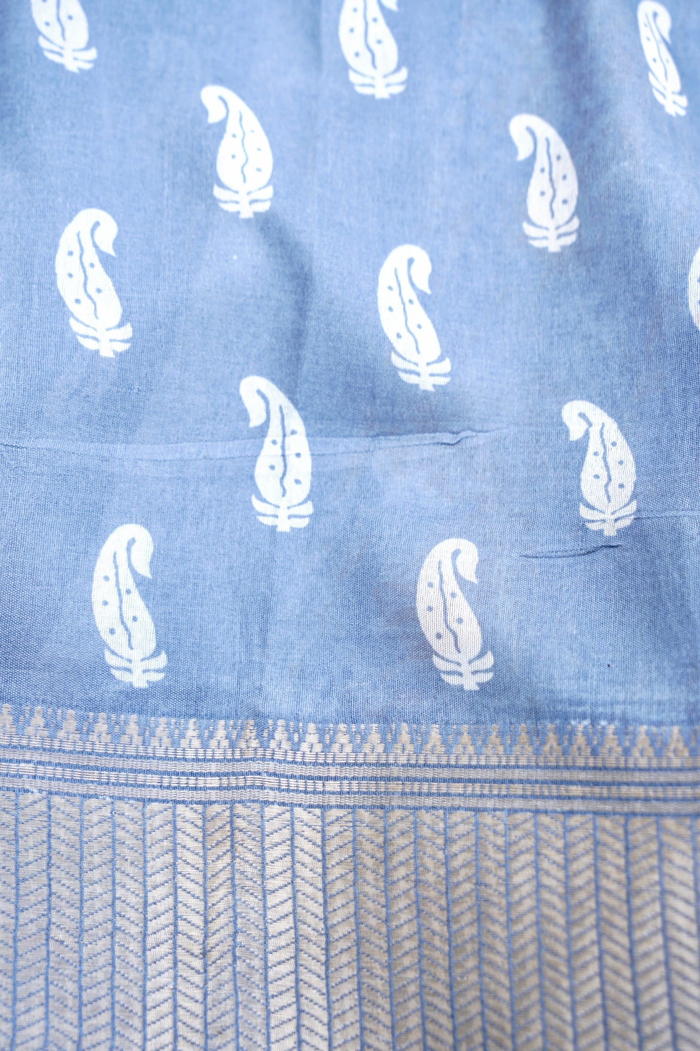 Grey Chanderi Cotton Silk Floral Digital Print Banarasi Saree