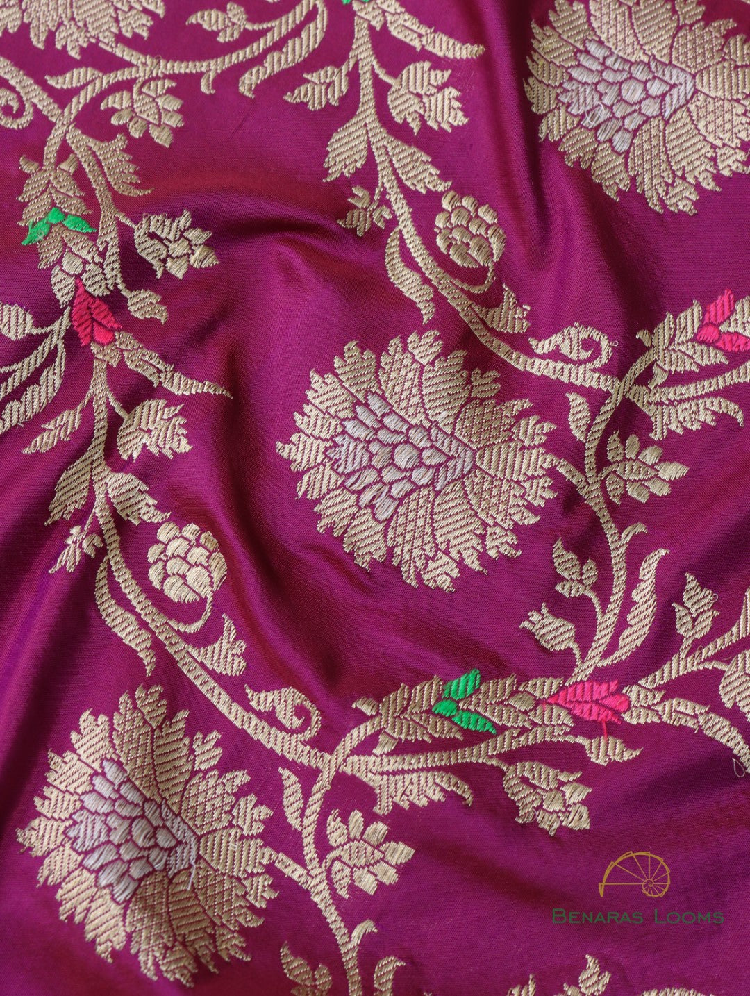 Wine Handloom Pure Kataan Silk Kadhua Jangla Banarasi Saree