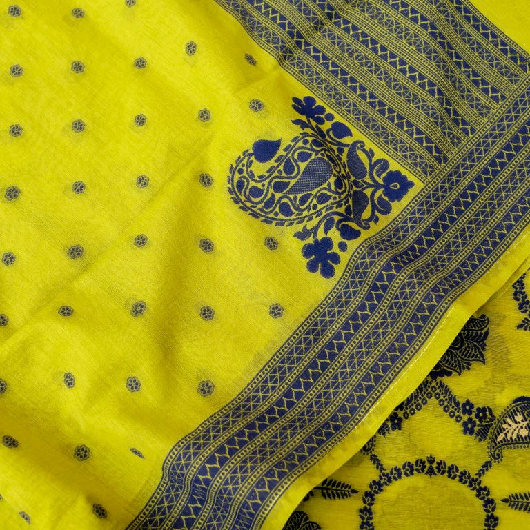 Light Green Cotton Silk Banarasi Unstitched Suit Fabric