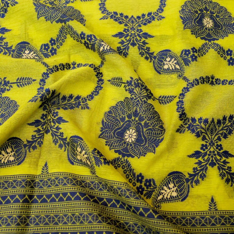 Light Green Cotton Silk Banarasi Unstitched Suit Fabric