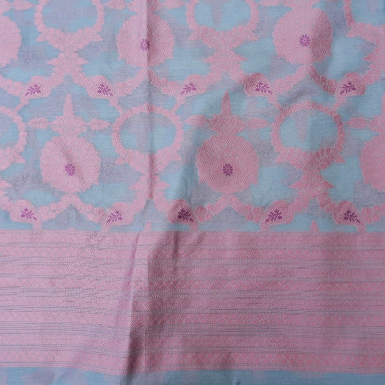 Grey Cotton Silk Banarasi Unstitched Suit Fabric